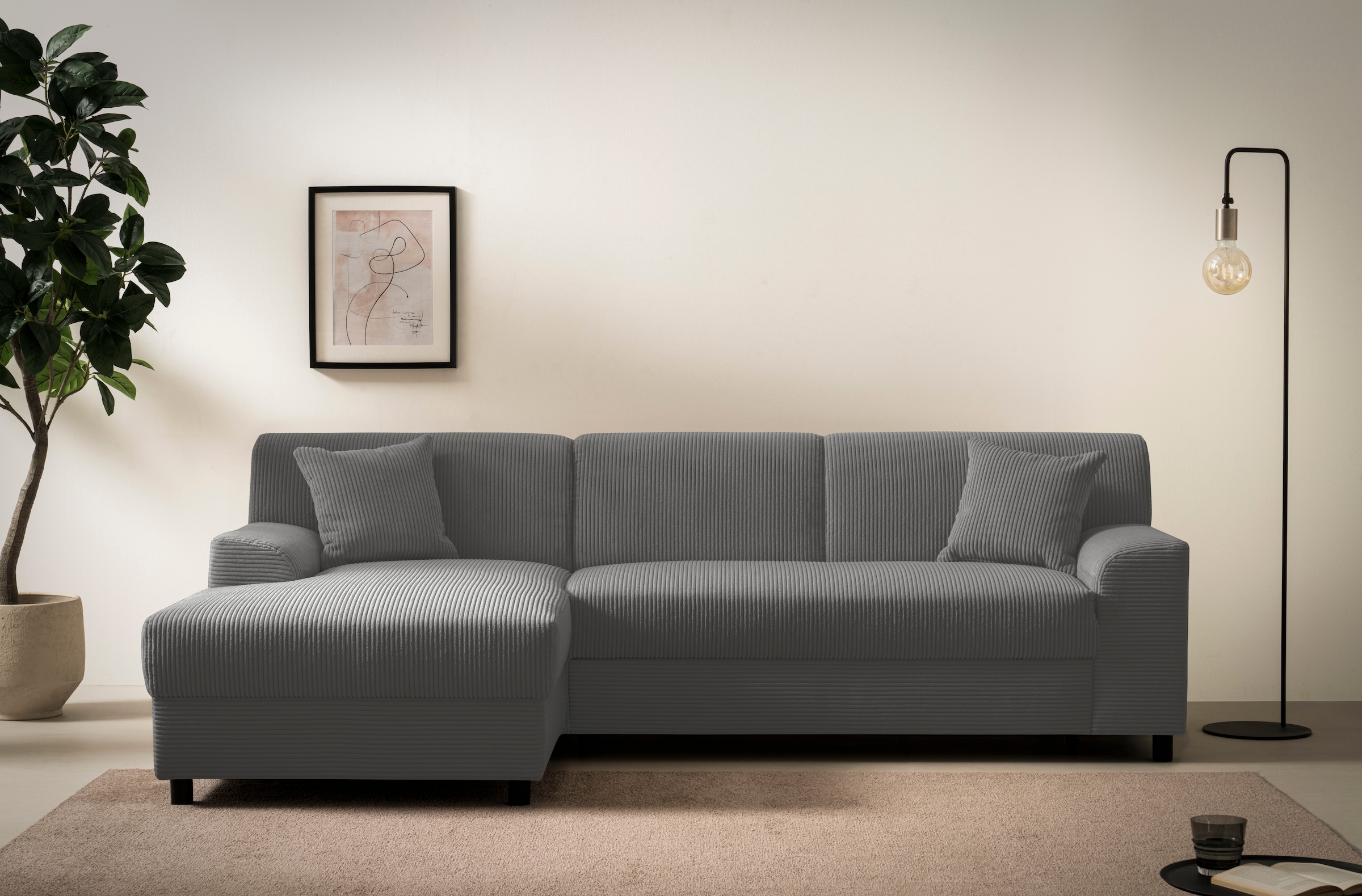 DOMO collection Ecksofa "Turah 2, L-Form, Cord oder Luxus-Microfaser, komfo günstig online kaufen