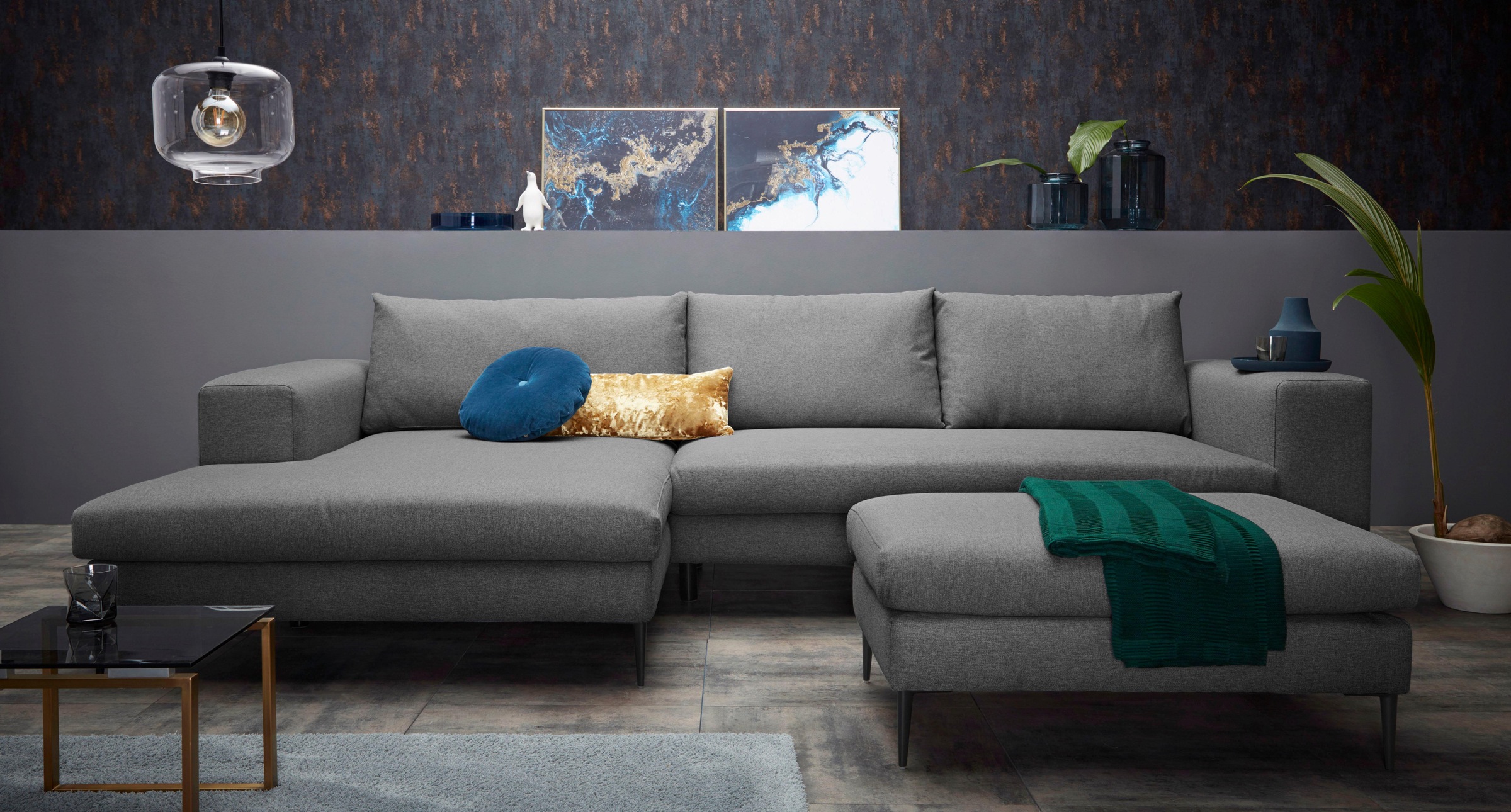 INOSIGN Ecksofa »Aurora, L-Form, mit extra breiter Recamiere, 324 x 170 cm (BxT)«, Designsofa mit tollem Sitzkomfort, extra hohe Metallfüße schwarz