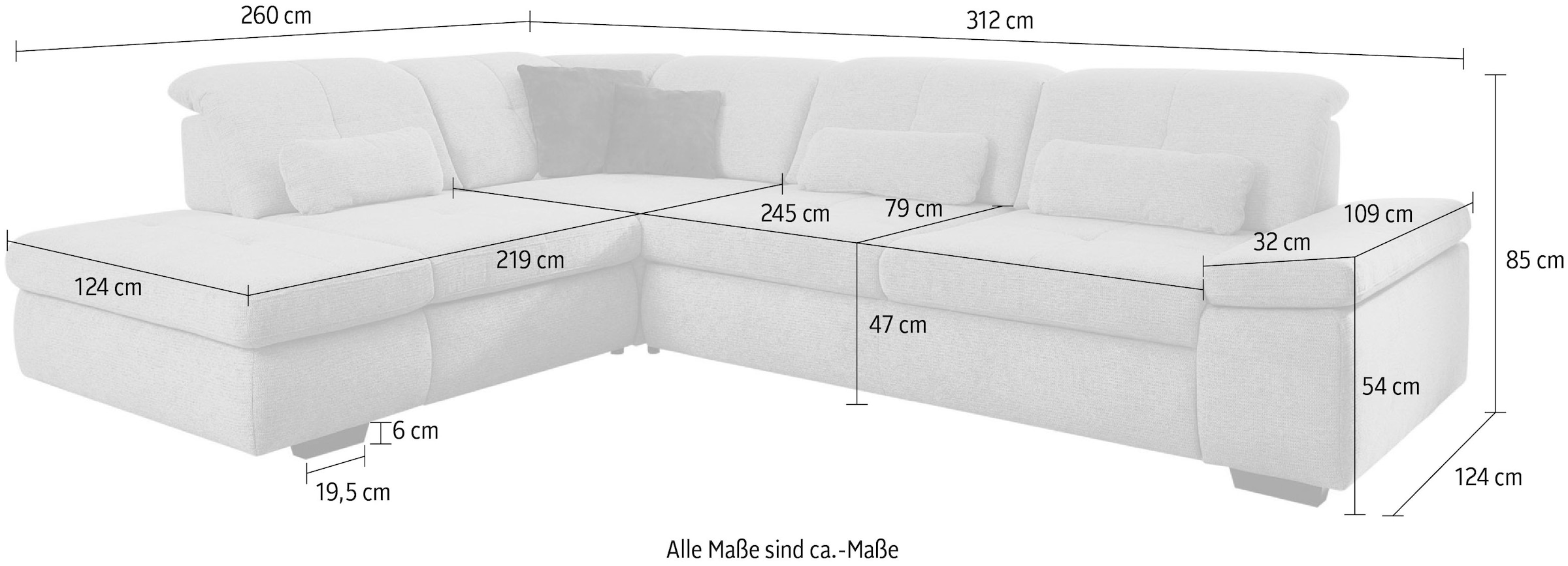 Die PlanBar Ecksofa »MP-IN16012 L-Form Kaltschaum-Polsterung«, inkl. Sitztiefenverstellung, optional mit Funktionen
