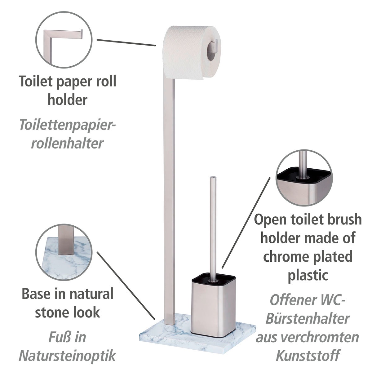 WENKO WC-Garnitur »Aprilia«, aus Edelstahl-Kunststoff, Rollenhalter BAUR bestellen inkl. WC-Bürste | und