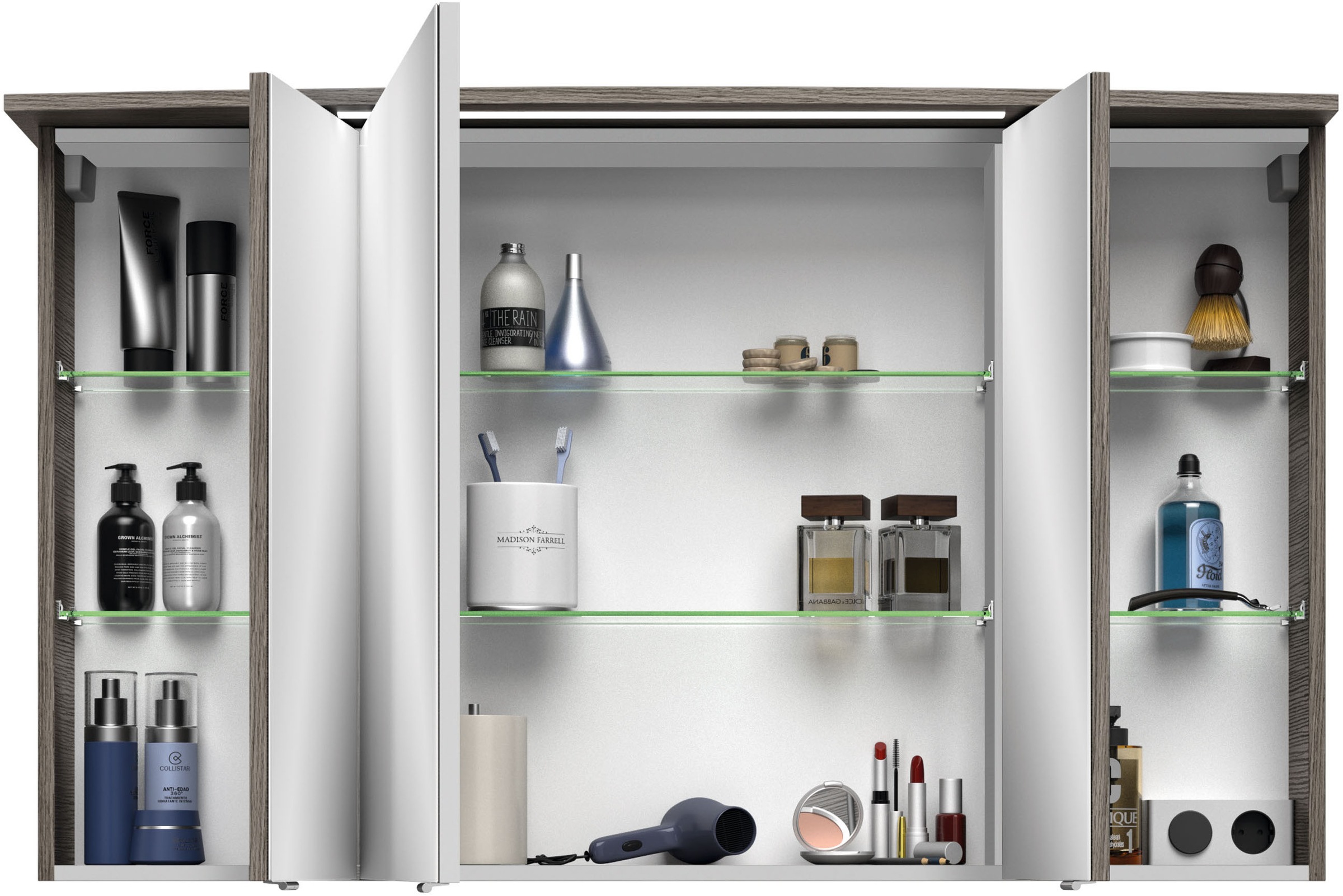 Saphir Badmöbel-Set »Serie 4010 2-teilig Keramik-Waschtisch mit LED-Spiegelschrank«, (Set), Badezimmer Set 122 cm breit, inkl. Türdämpfer, 5 Türen, 2 Schubladen