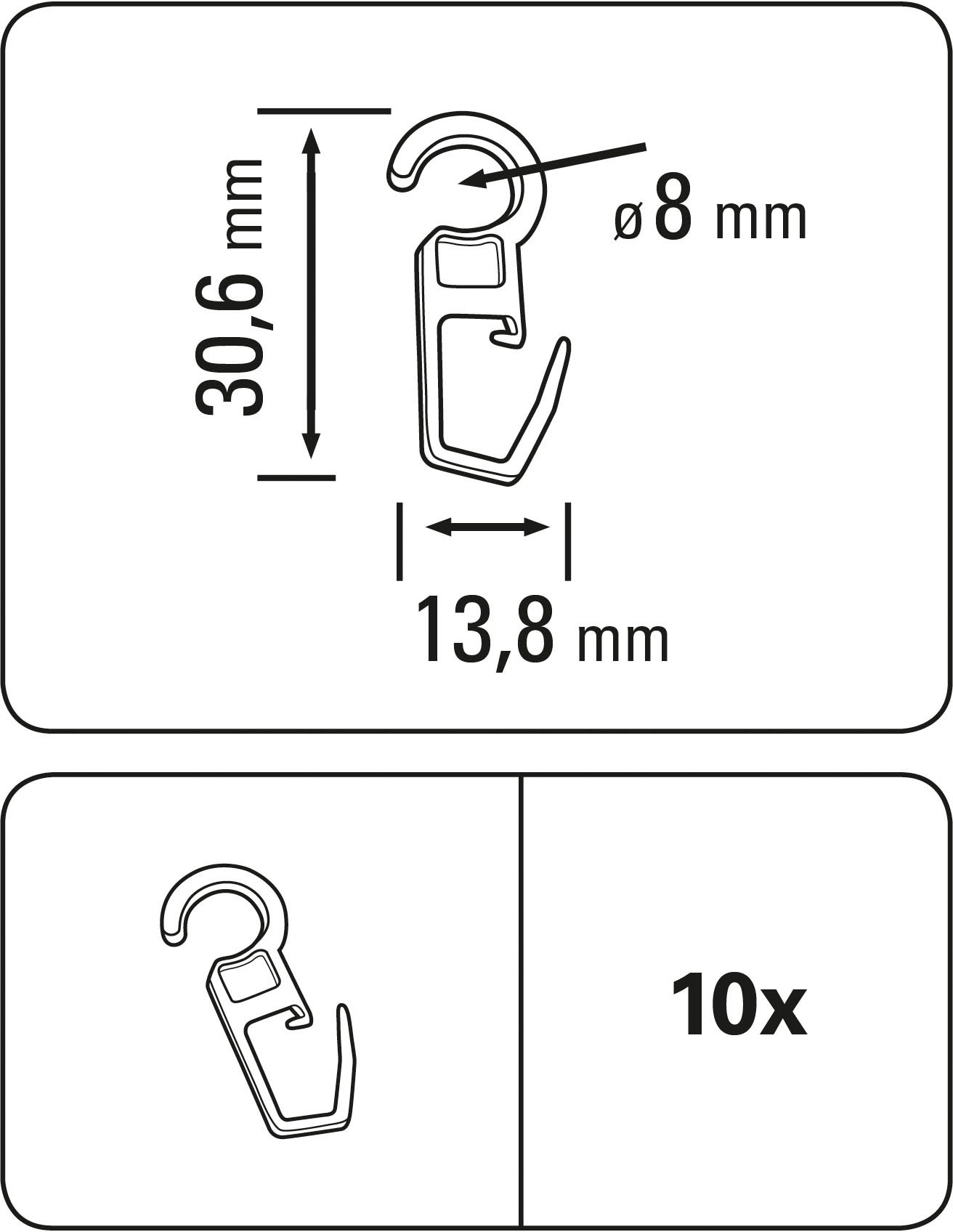 Kunststoff«, GARDINIA Faltenclip St.), »Gardinenhaken | bestellen Zubehör Vitragestangen/Caféhausstangen BAUR (10