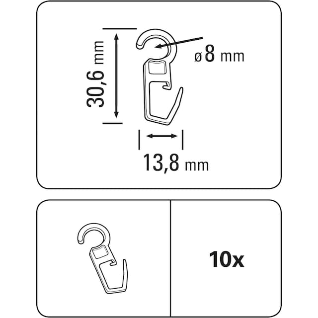 GARDINIA Faltenclip »Gardinenhaken Kunststoff«, (10 St.), Zubehör  Vitragestangen/Caféhausstangen bestellen | BAUR