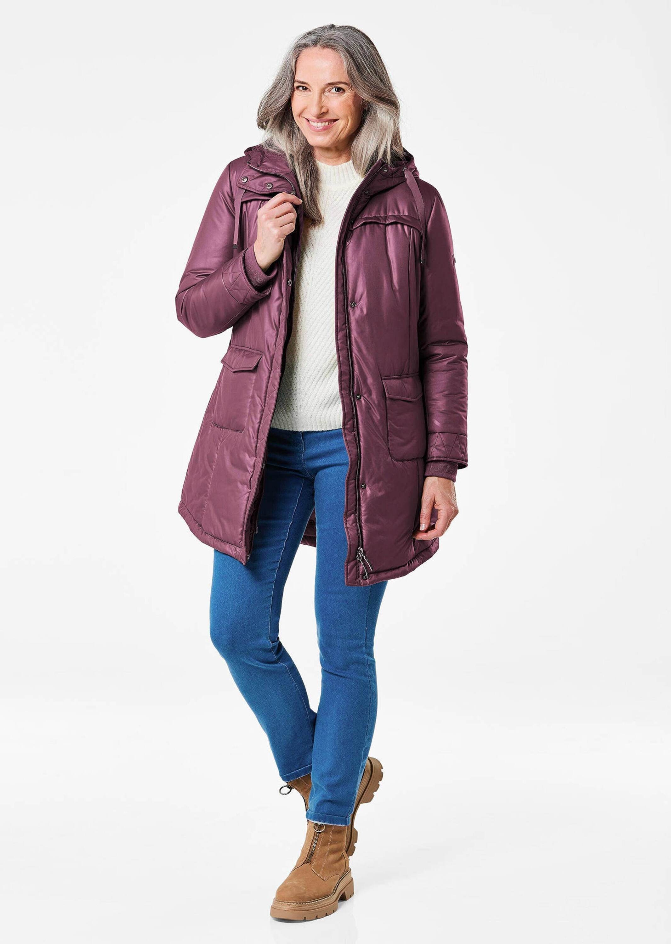 Winterjacke GOLDNER "Anorak", Damen, Gr. 38, lila (beere), Obermaterial: 100% Polyester PES., Rippe, Jacken Winterjacke, Gehschlitz 3