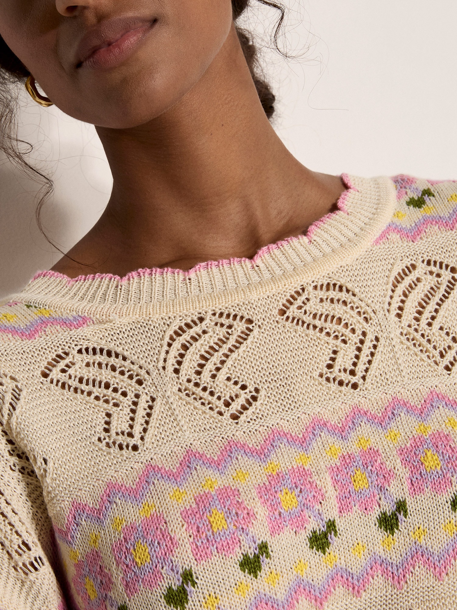 Apricot Strickpullover »Pointelle-Strickjacke« mit Schmetterlings- und Blumenmuster