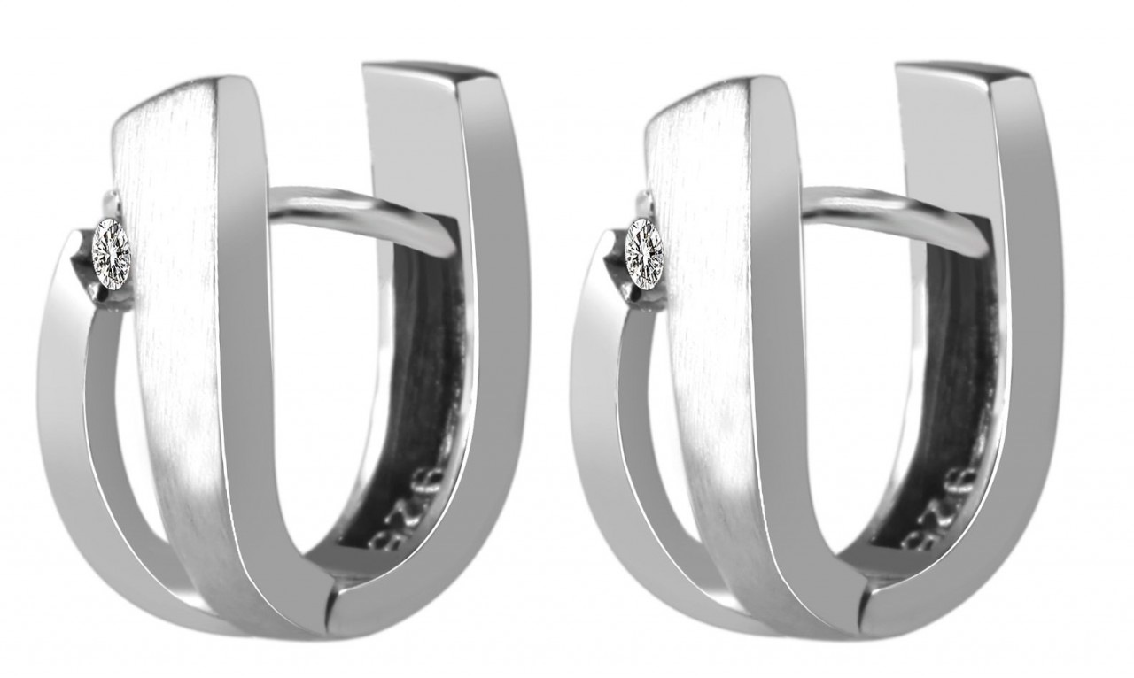 Adelia´s Paar Creolen »Damen Creolen aus poliertem 925 Sterling Silber und Zirkonia«