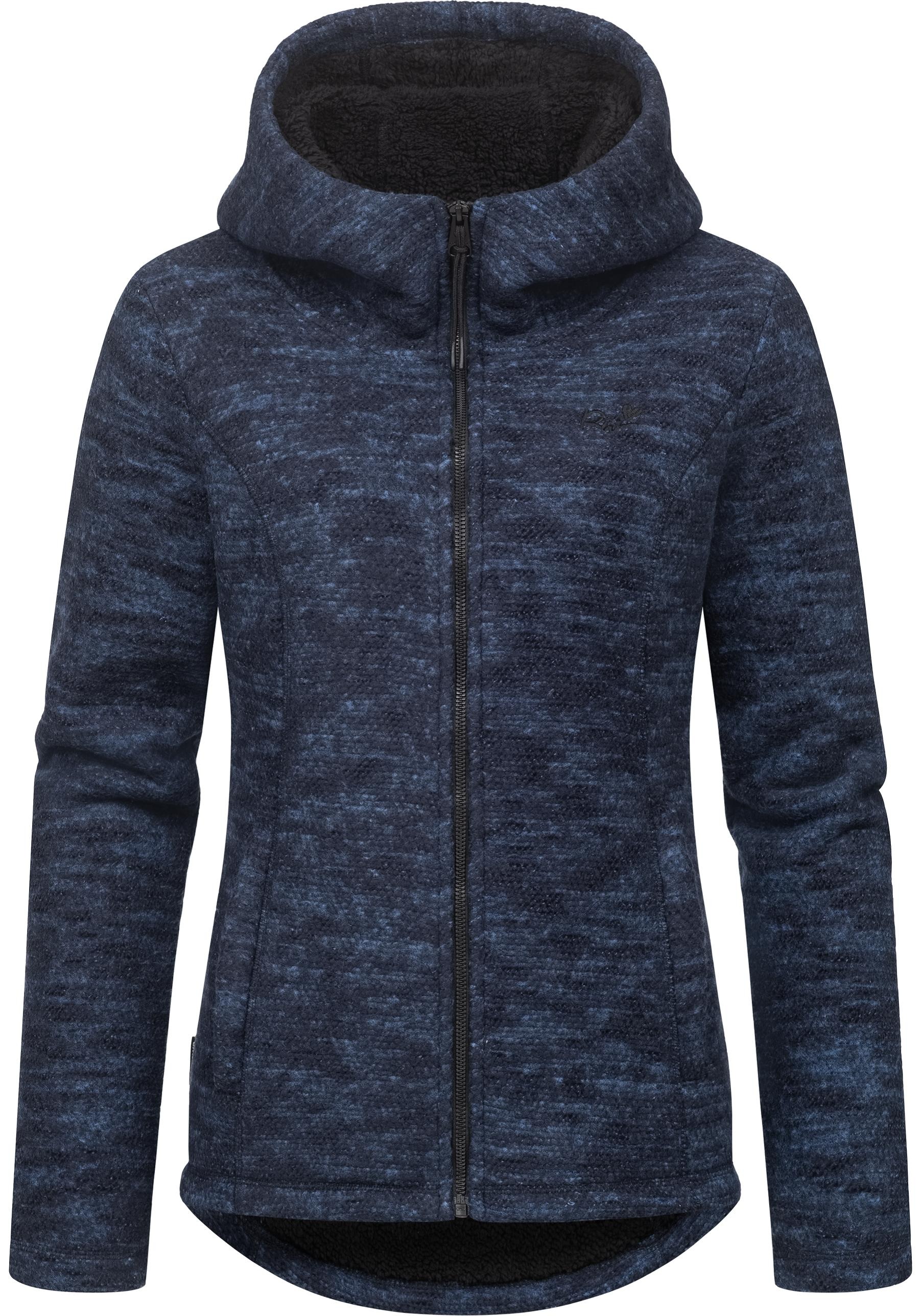 Kapuzenstrickjacke RAGWEAR "Lyshka Melange", Damen, Gr. XXL (44), blau (navy), Grobstrick, Obermaterial: 56% Baumwolle, 44% Polyester; Innenfutter: 100% Polyester, figurumspielend hüftbedeckend, hoch geschlossener Ausschnitt, Ärmel ohne Ärmelschlitz abges 3