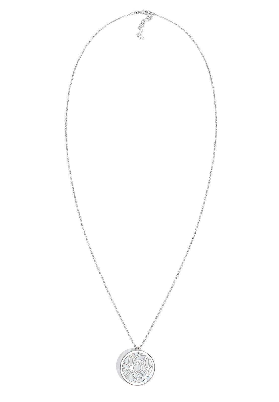 Elli Kette mit Anhänger »Ornament Perlmuttscheibe Topas 925 Sterling Silber«