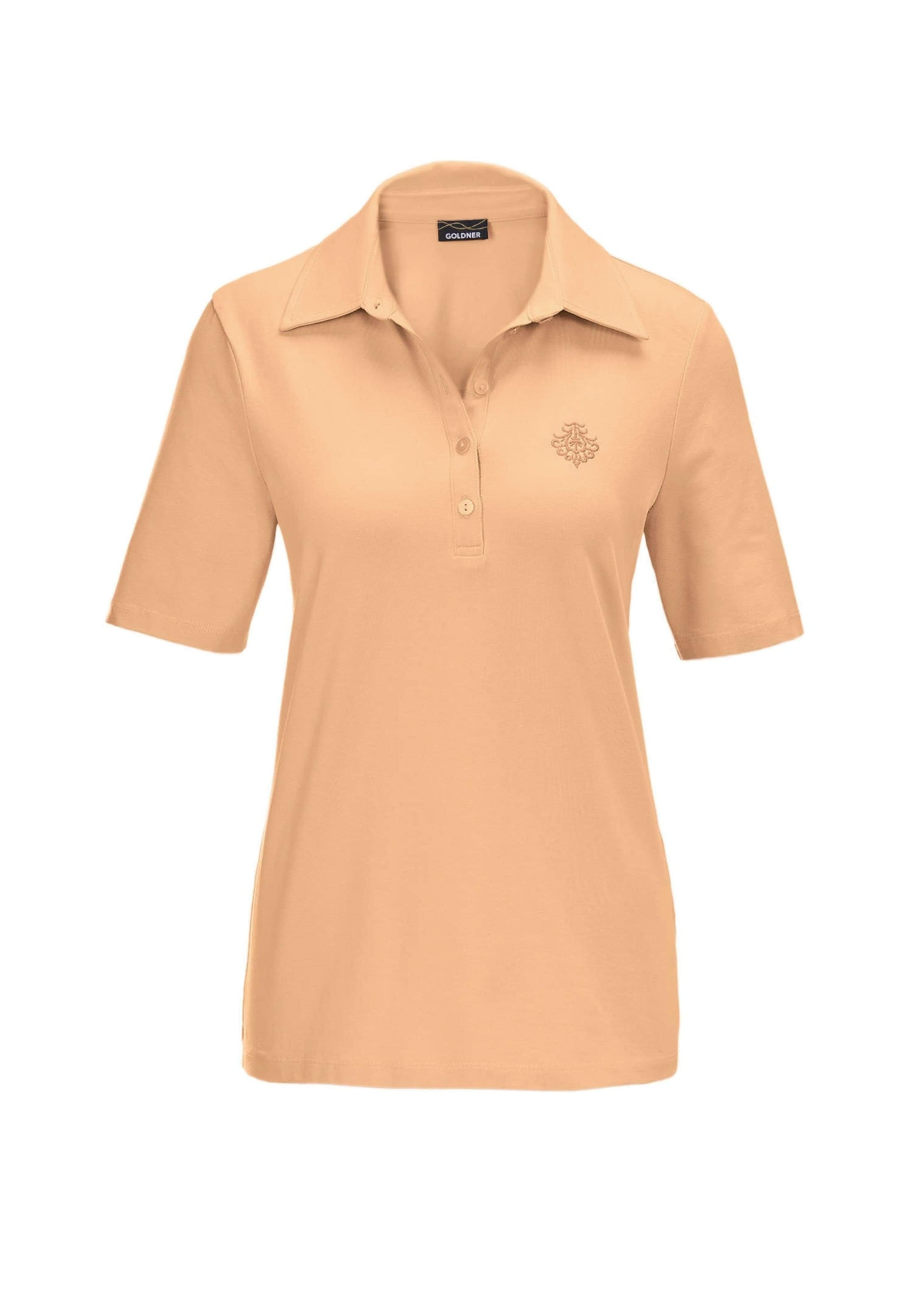 GOLDNER Poloshirt "Kurzgröße Baumwollshirt mit Polokragen" Tonige Knöpfe in Perlmuttoptik