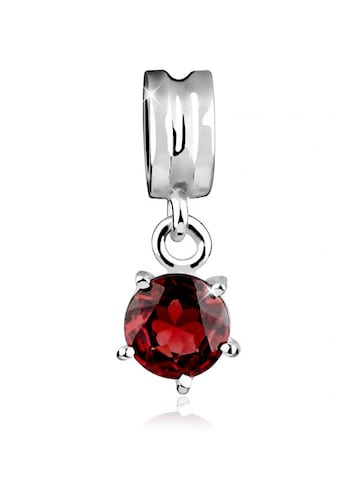 Charm-Einhänger »Bead Solitär Granat Edelstein rot Basic 925 Silber«