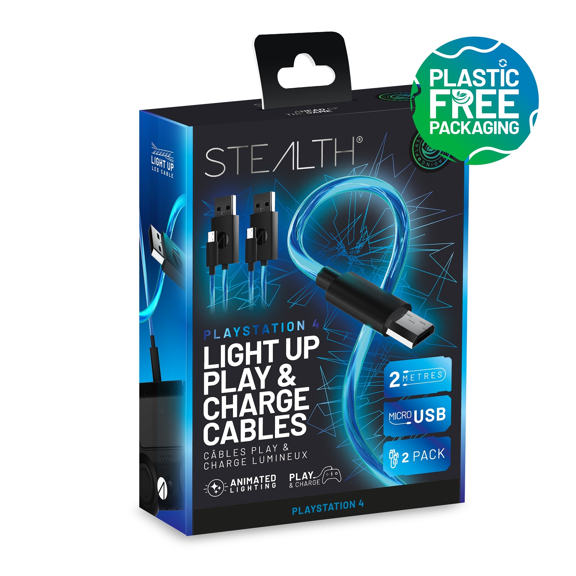 USB-Kabel »USB Kabel Doppelpack (2x 2m) Play&Charge mit LED Beleuchtung«, Micro-USB,...