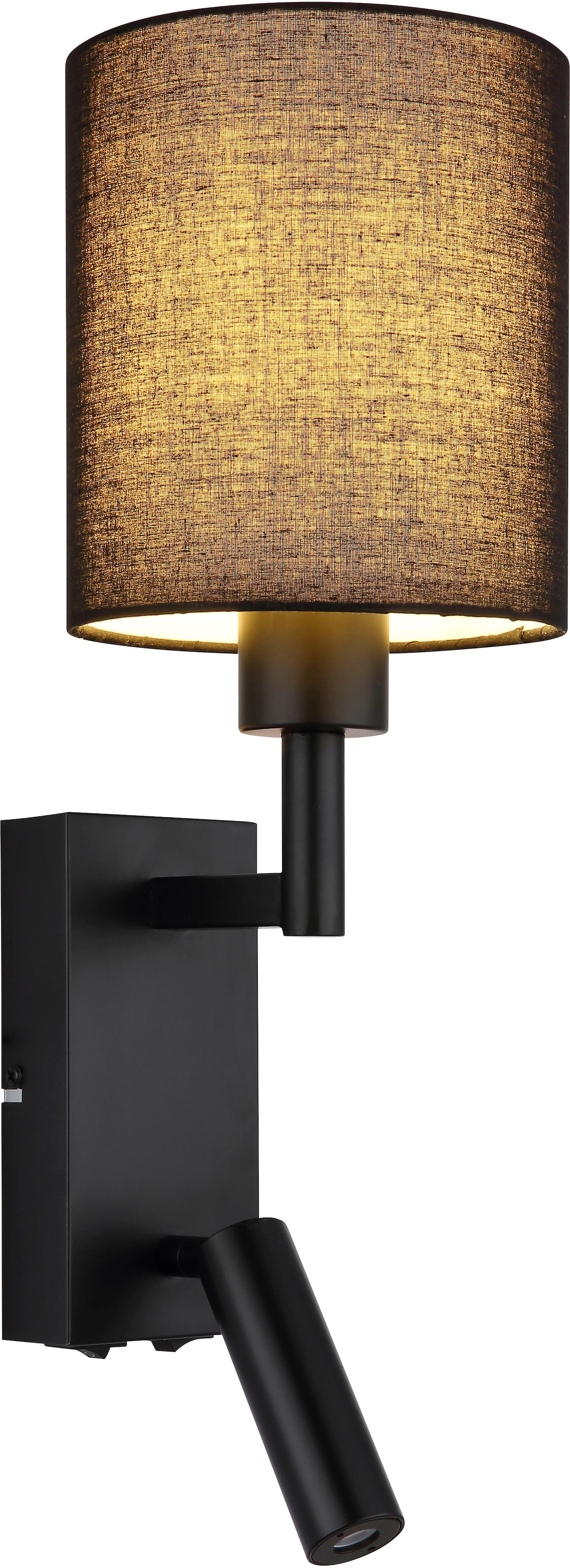 GLOBO LIGHTING Wandleuchte »ZAMORA« E27 1 Stk. Bewegliche Wandleuchte mit Textilschirm und LED
