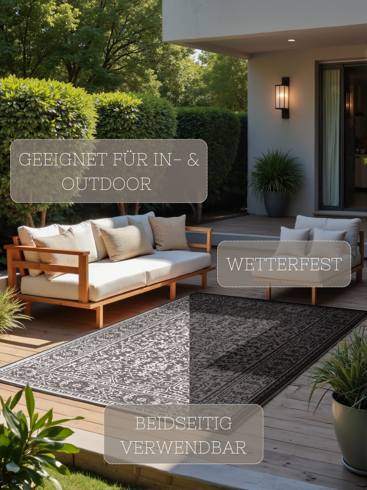 Thumbnail - HANSE Home Outdoorteppich "Kona Wendeteppich", rechteckig, 5 mm Höhe, In und Outdoor, Flachgewebe, wetterfest, pflegelei...