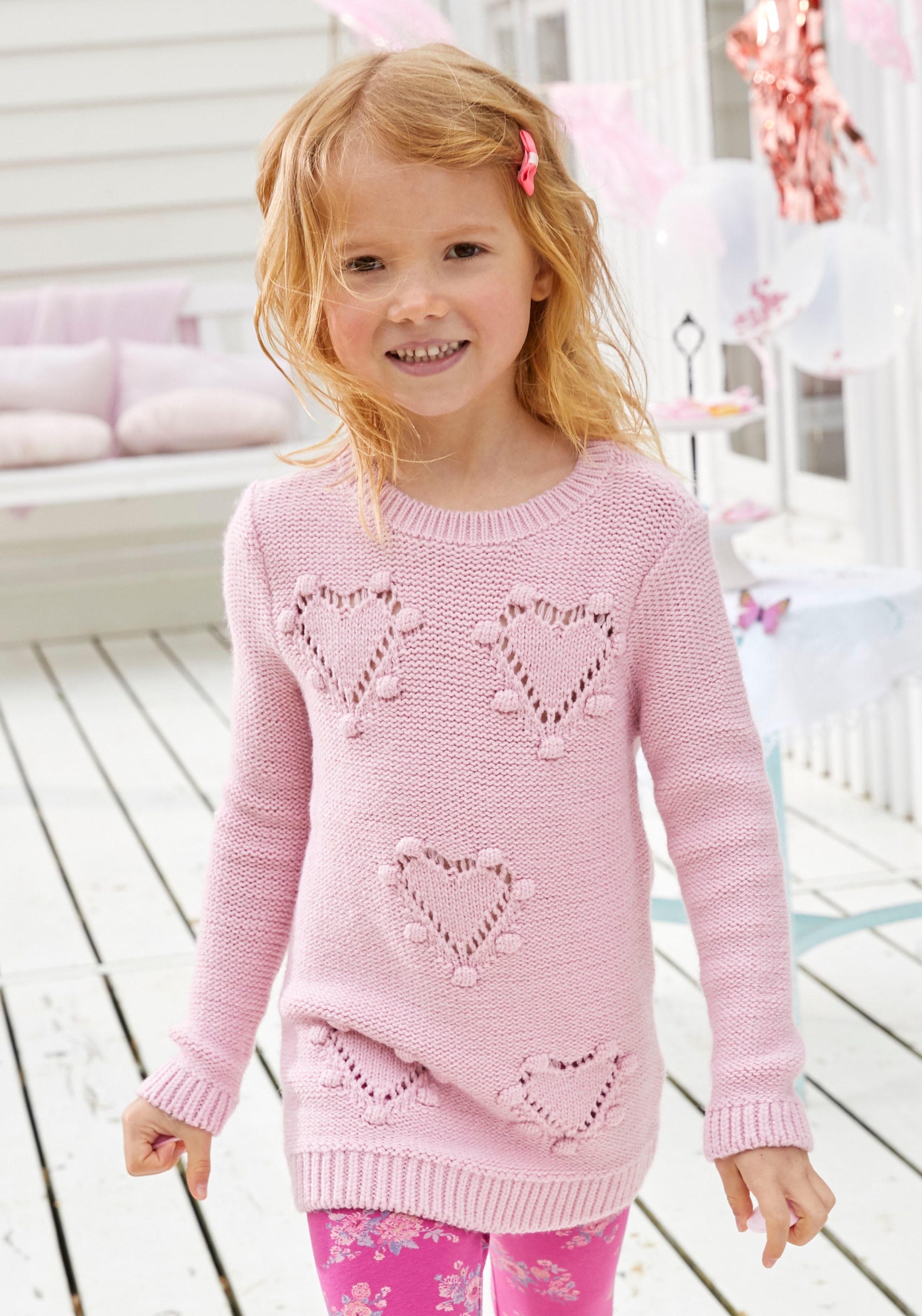 KIDSWORLD Longpullover »für kleine Mädchen«, mit niedlichen Herzen