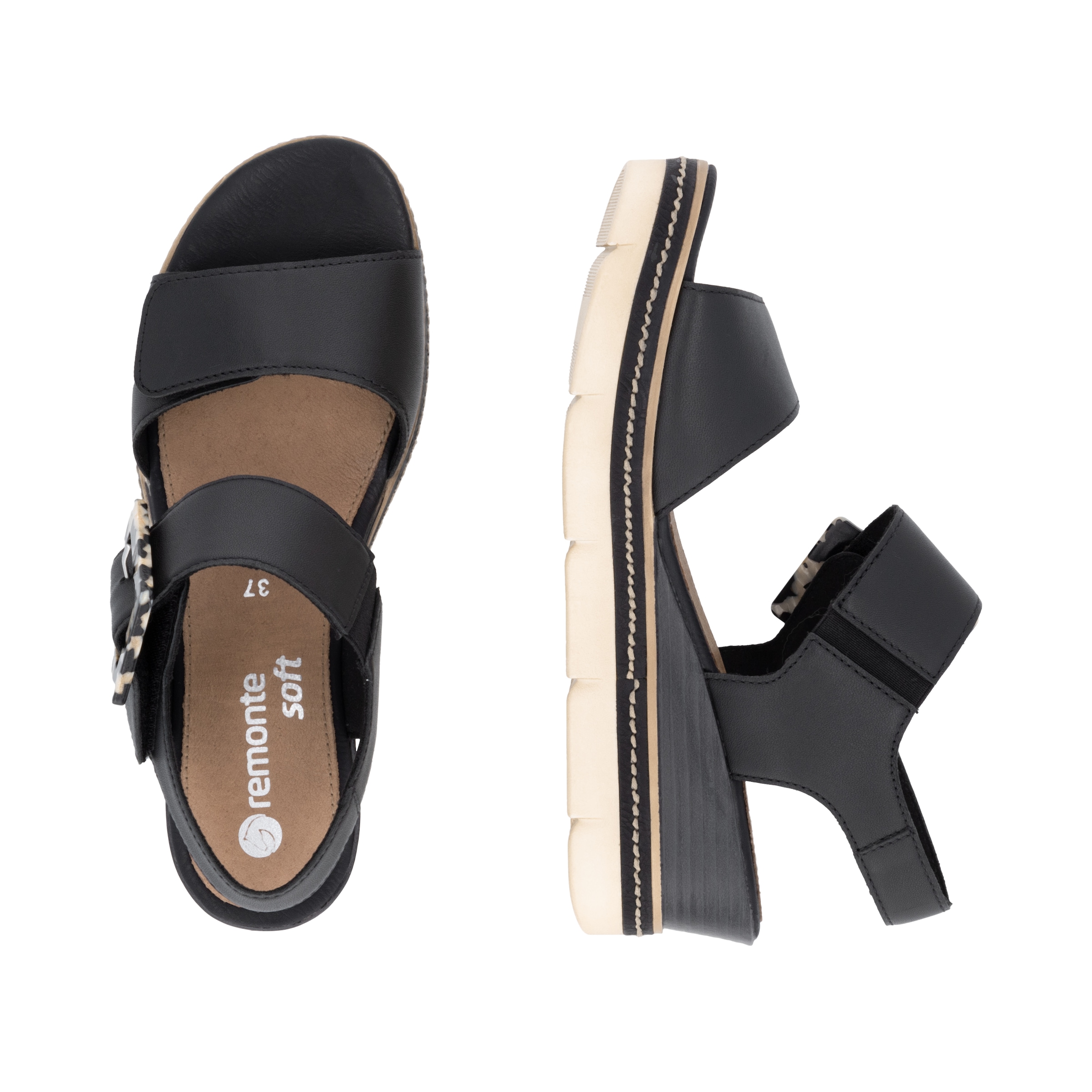 Remonte Keilsandalette »Elisabeth Hurley-Collection«, Keilabsatz, Riemensandale, Sommerschuh, auffällige Zierschnalle