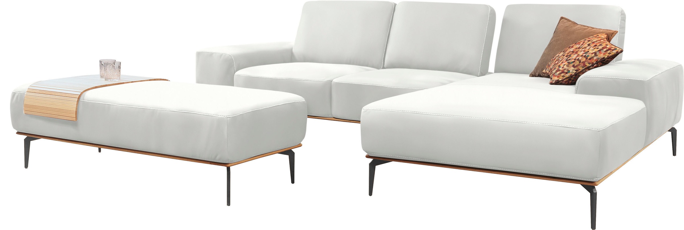 W.SCHILLIG Ecksofa »run, Designsofa mit tollem Sitzkomfort, bequem, L-Form«, mit Holzsockel, Füße in Schwarz pulverbeschichtet, Breite 279 cm