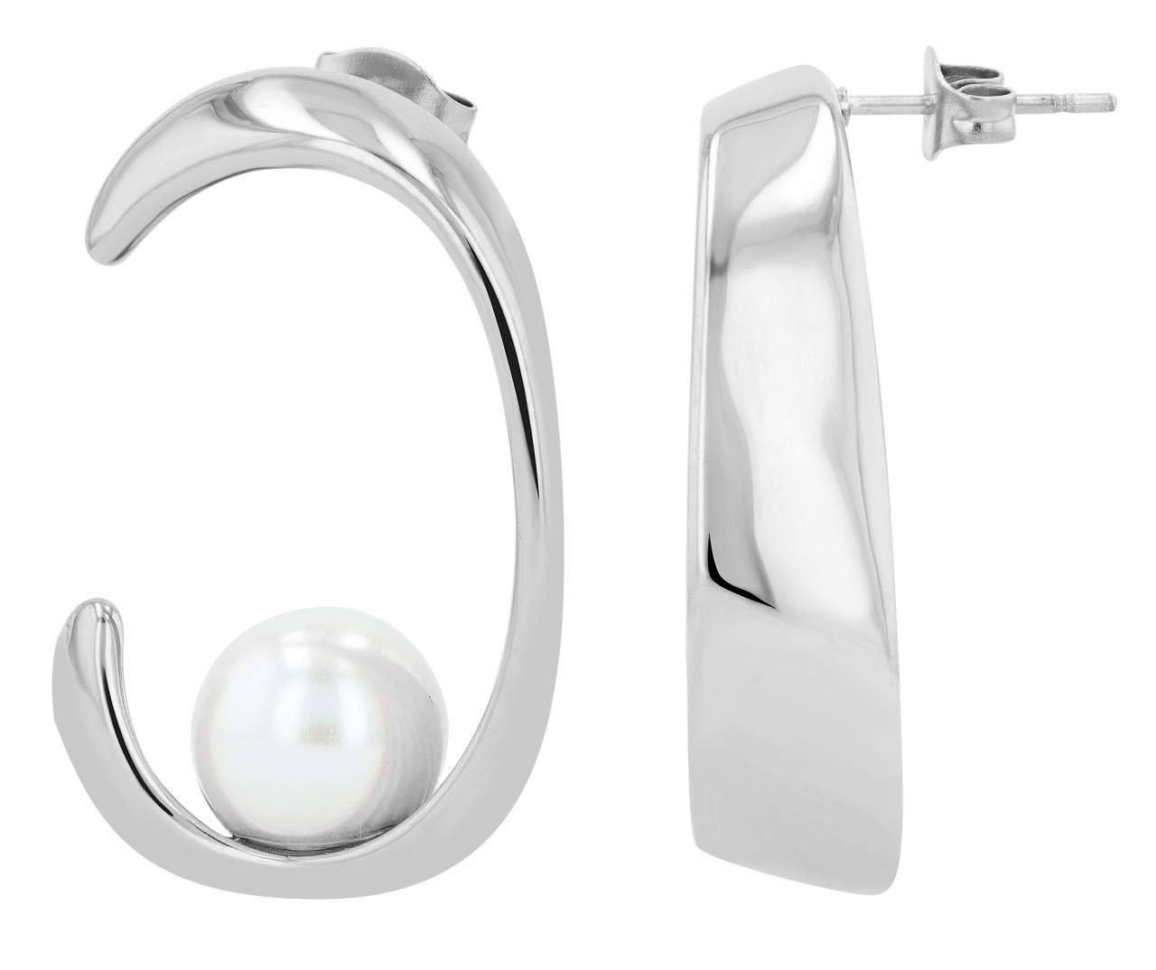 Paar Ohrhänger ADELIA´S "Damen Ohrstecker aus Edelstahl und Perle", silber, Ohrringe, Damen, Damen, Edelstahl