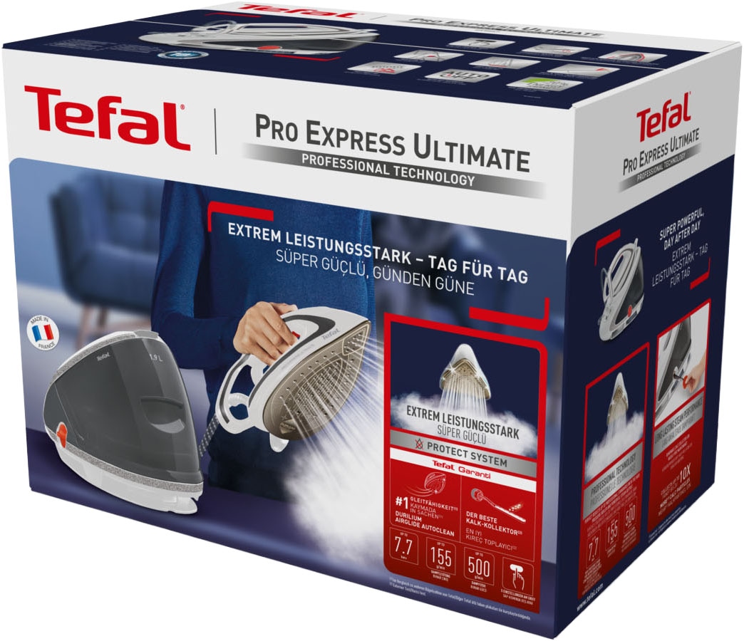 Tefal Dampfbügelstation »Pro Express Ultimate, 7,7 Bar, 2600 Watt, Kalk-Kollektor,« 1.900 ml Wassertank 155 g/Min. Dampfleistung, 500 g/Min. extra Dampfstoß, GV9567
