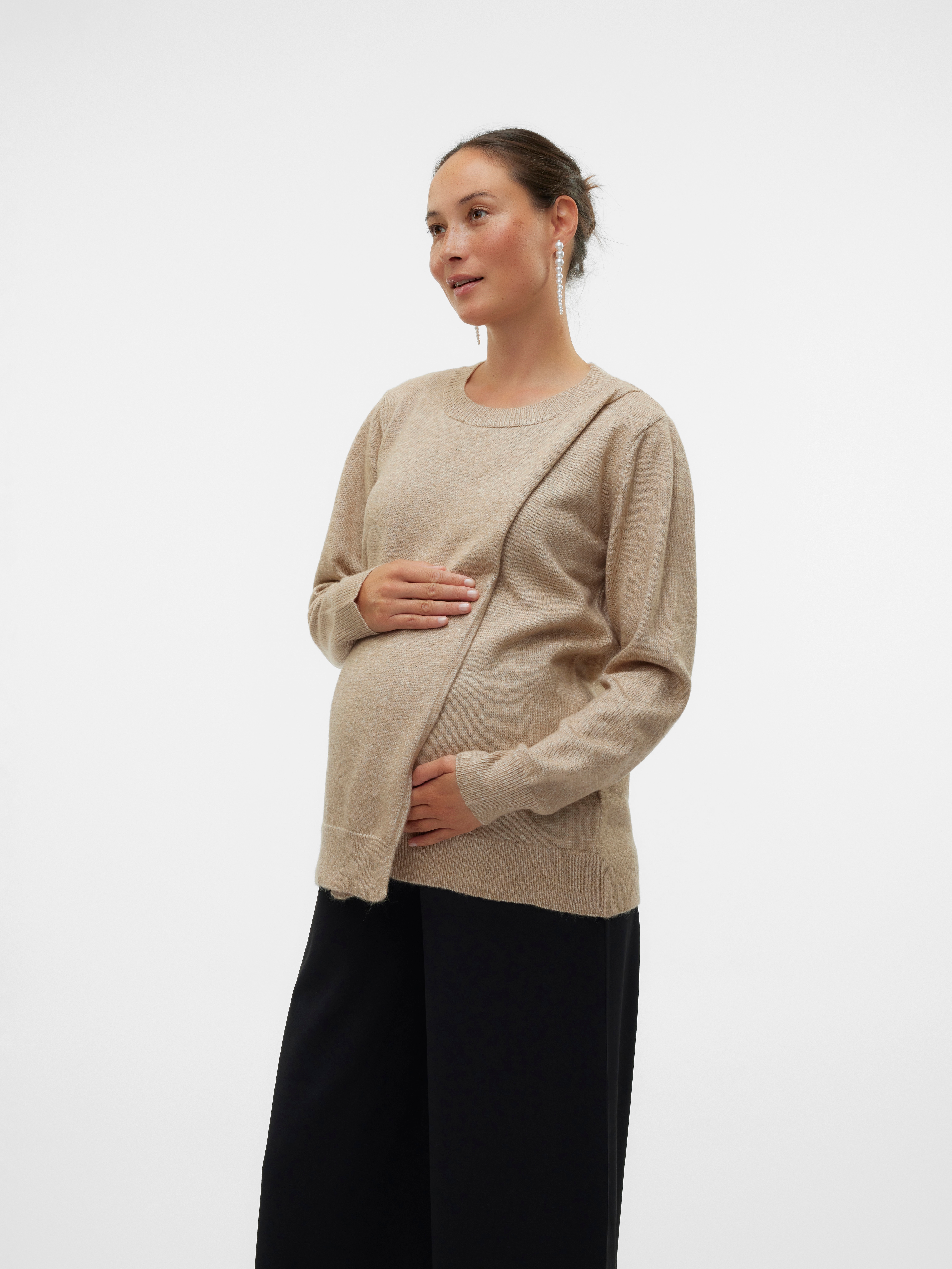 Mamalicious Strickpullover "MLNEWANNE IRIS L/S KNIT TOP 2F NOOS" Kunstfaser, regular fit