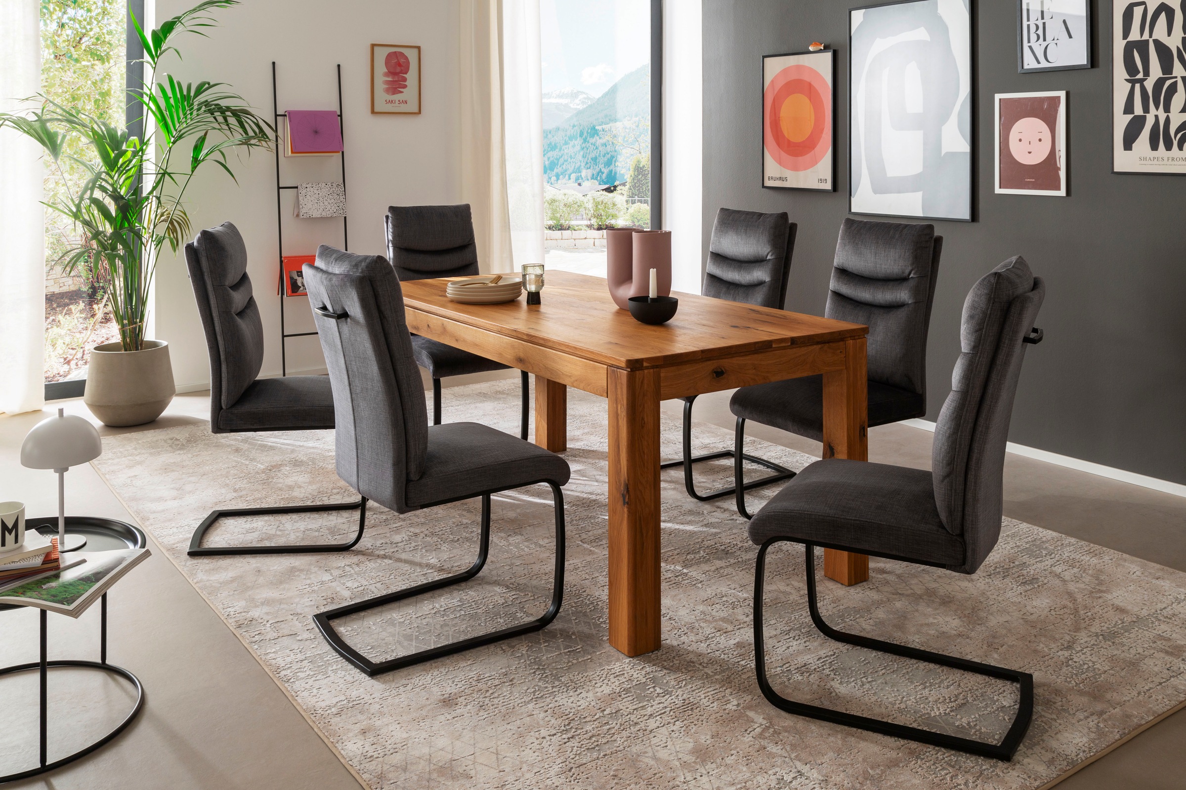MCA furniture Freischwinger »Gibara Schwingstuhl 2er Set«, (Set), 2 St., Veloursstoff, Esszimmerstuhl,Nosag Federung im Sitz,Flachrohr,Belastbarkeit 140 kg