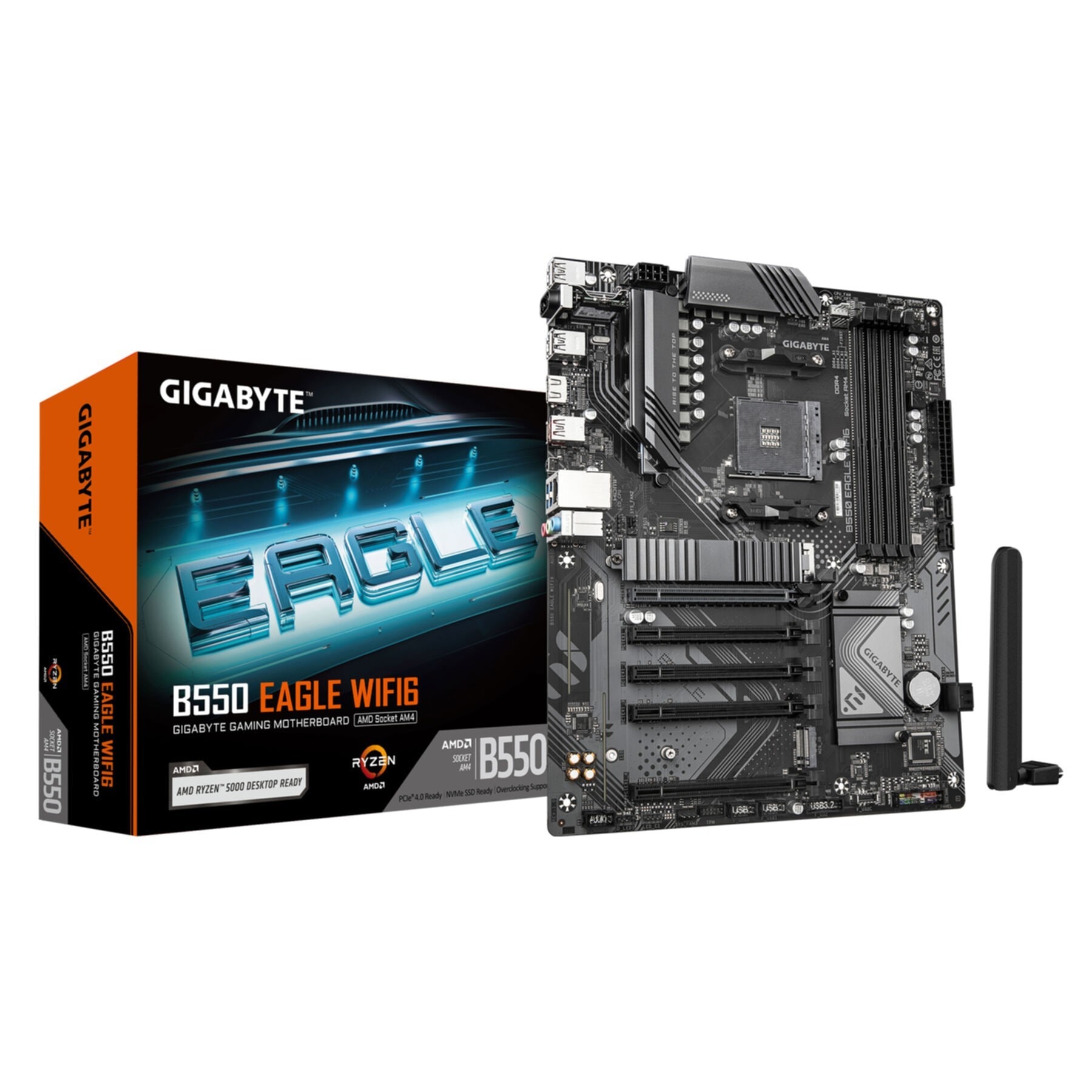 GIGABYTE Mainboard "B550 EAGLE WIFI6 Mainboard – AMD Ryzen 5000 G-Serie CPUs, 10+3+1 Phase", B:27,2cm H:8,2cm T:34,2cm, schwarz, Mainboards