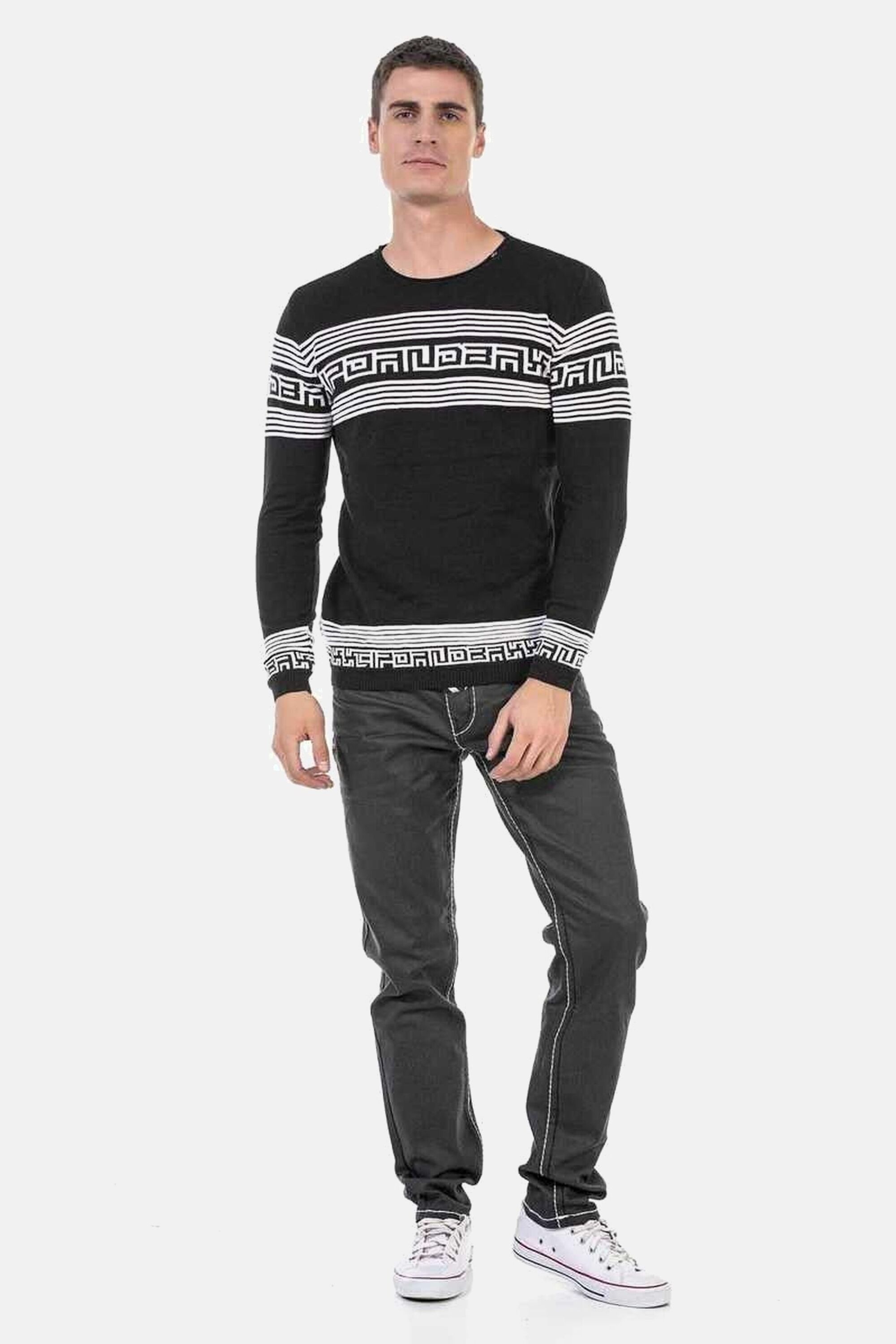 Cipo & Baxx Rundhalspullover »Pullover«, in Streifenoptik, CP243