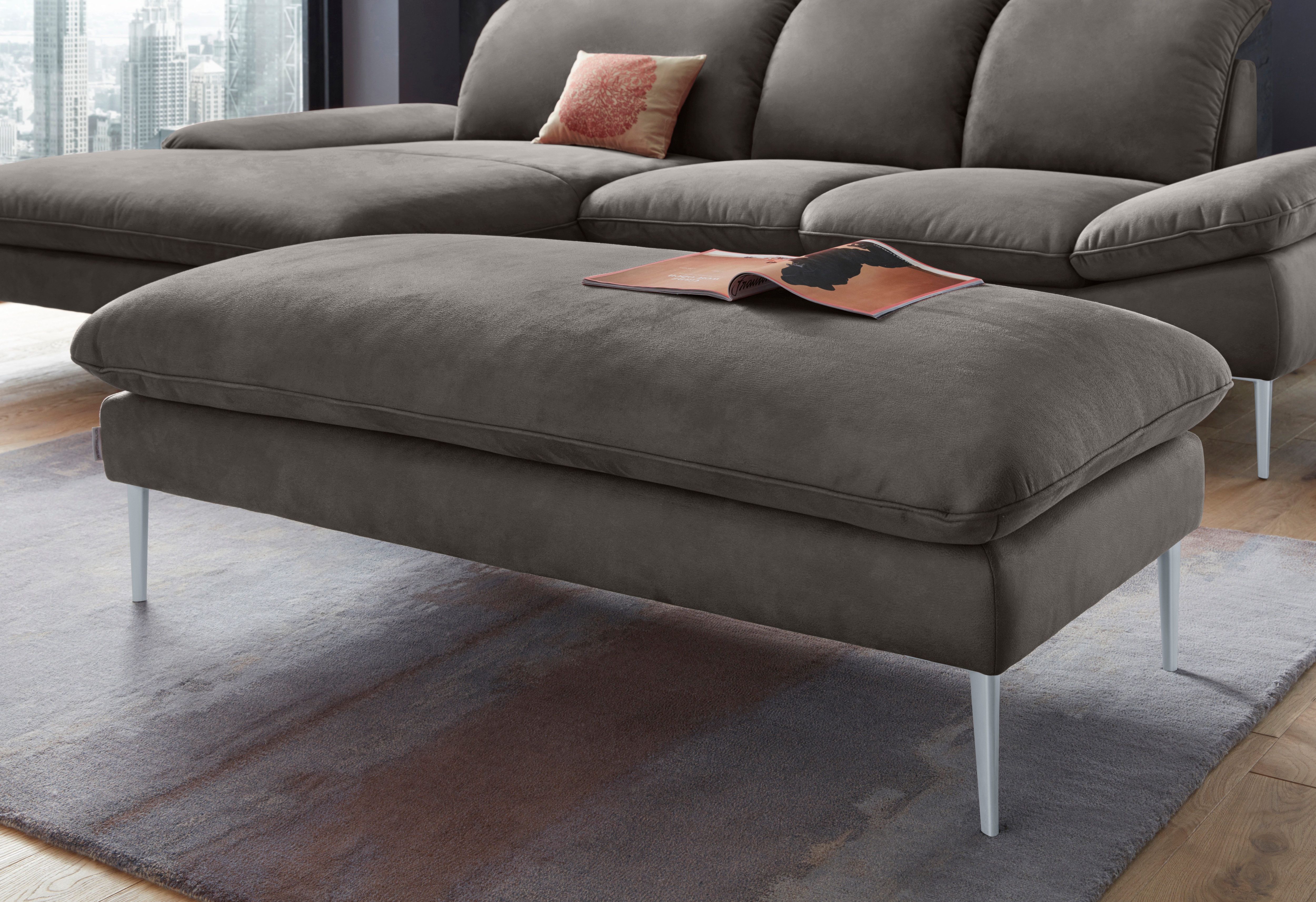 W.SCHILLIG Hocker "enjoy&MORE" Füße silber matt, Breite 151 cm