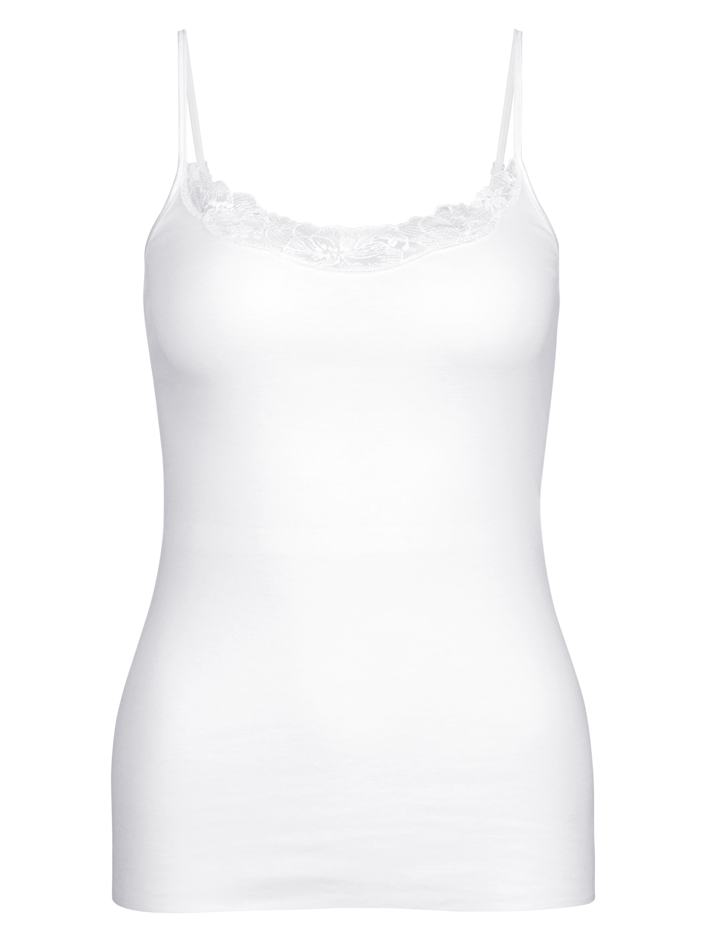CALIDA Spaghettitop "Cotton Desire", Spitzen-Einsatz, atmungsaktiv, Feinrip günstig online kaufen