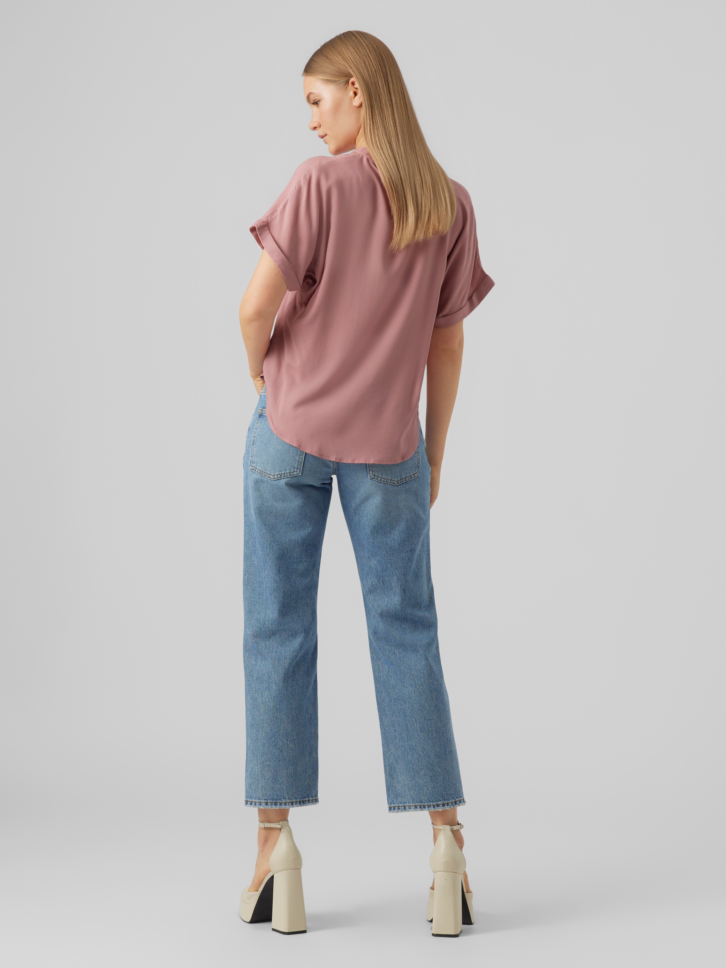 Shirtbluse VERO MODA "VMBEAUTY SS TOP GA NOOS", Damen, Gr. M, nostalgia rose, Web, Obermaterial: 100% Viskose, unifarben, normal, V-Ausschnitt, Blusen, Viskose, regular fit 3