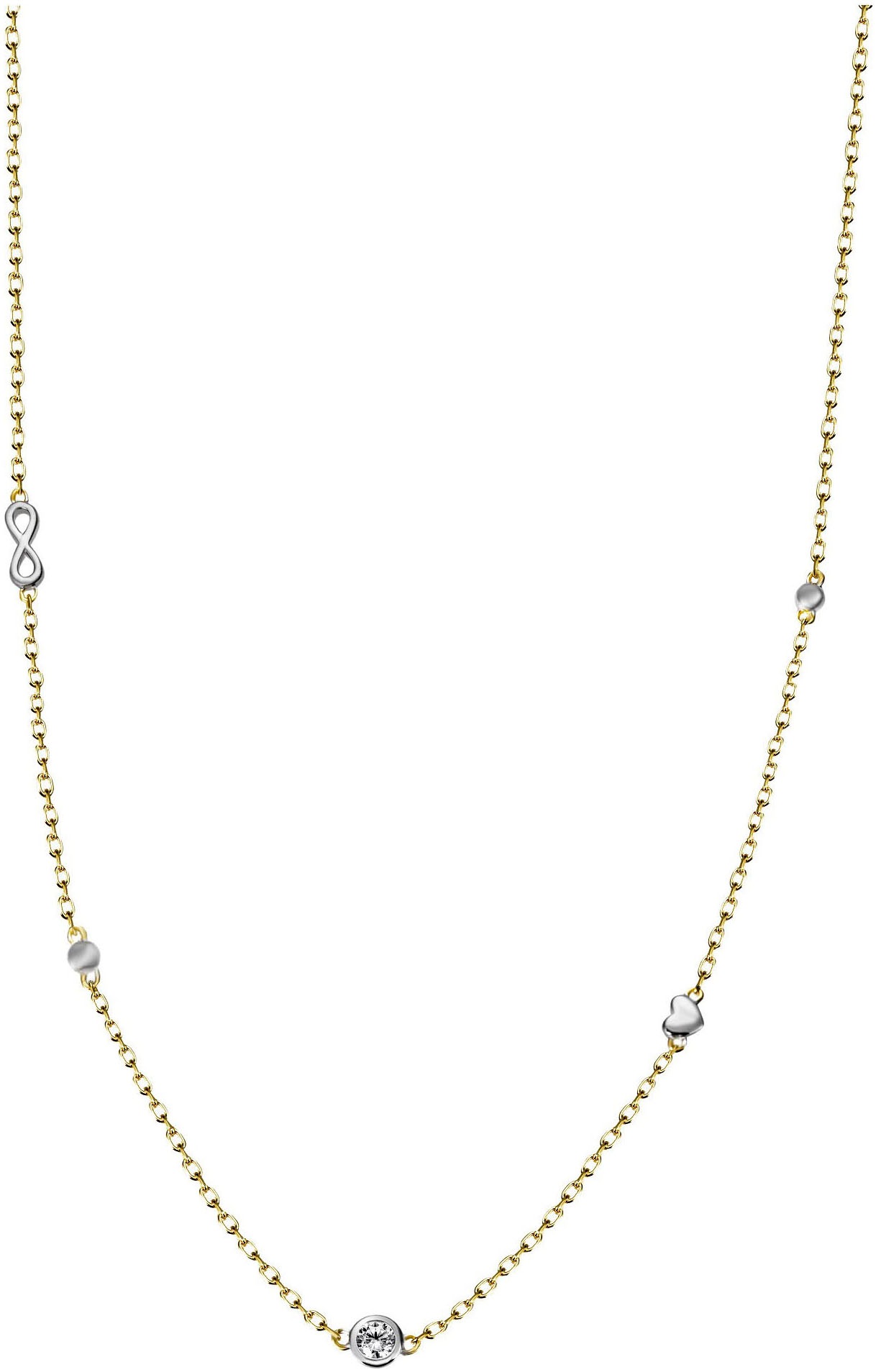 Firetti Kette mit Anhänger »Schmuck Geschenk Silber 925 Halsschmuck Bicolor Solitär Herz Infinity«, mit Zirkonia (synth.)