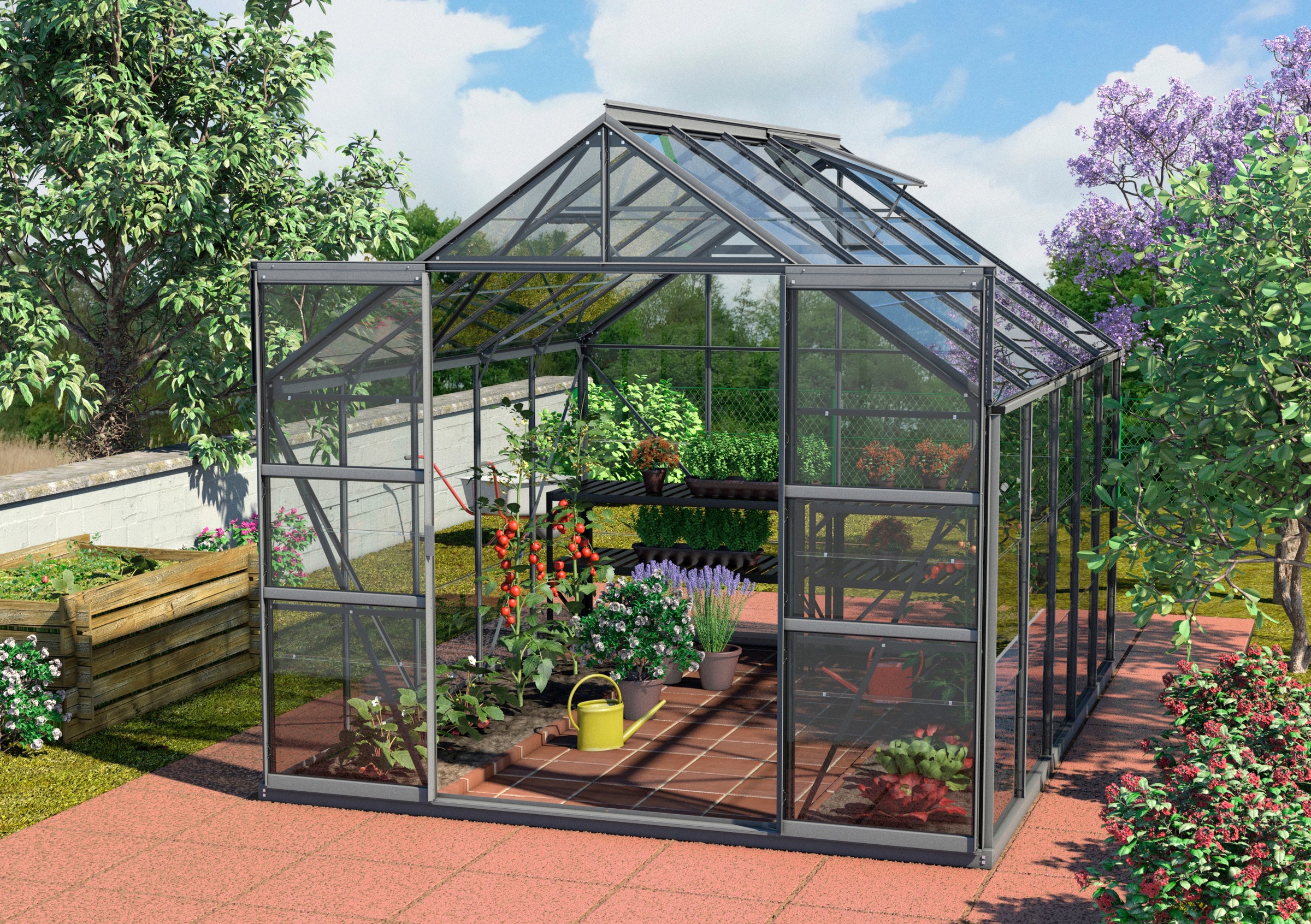 Gewächshaus KONIFERA, B:257cm T:321cm, grau, Garten, Gewächshäuser, "Calisto 8300"