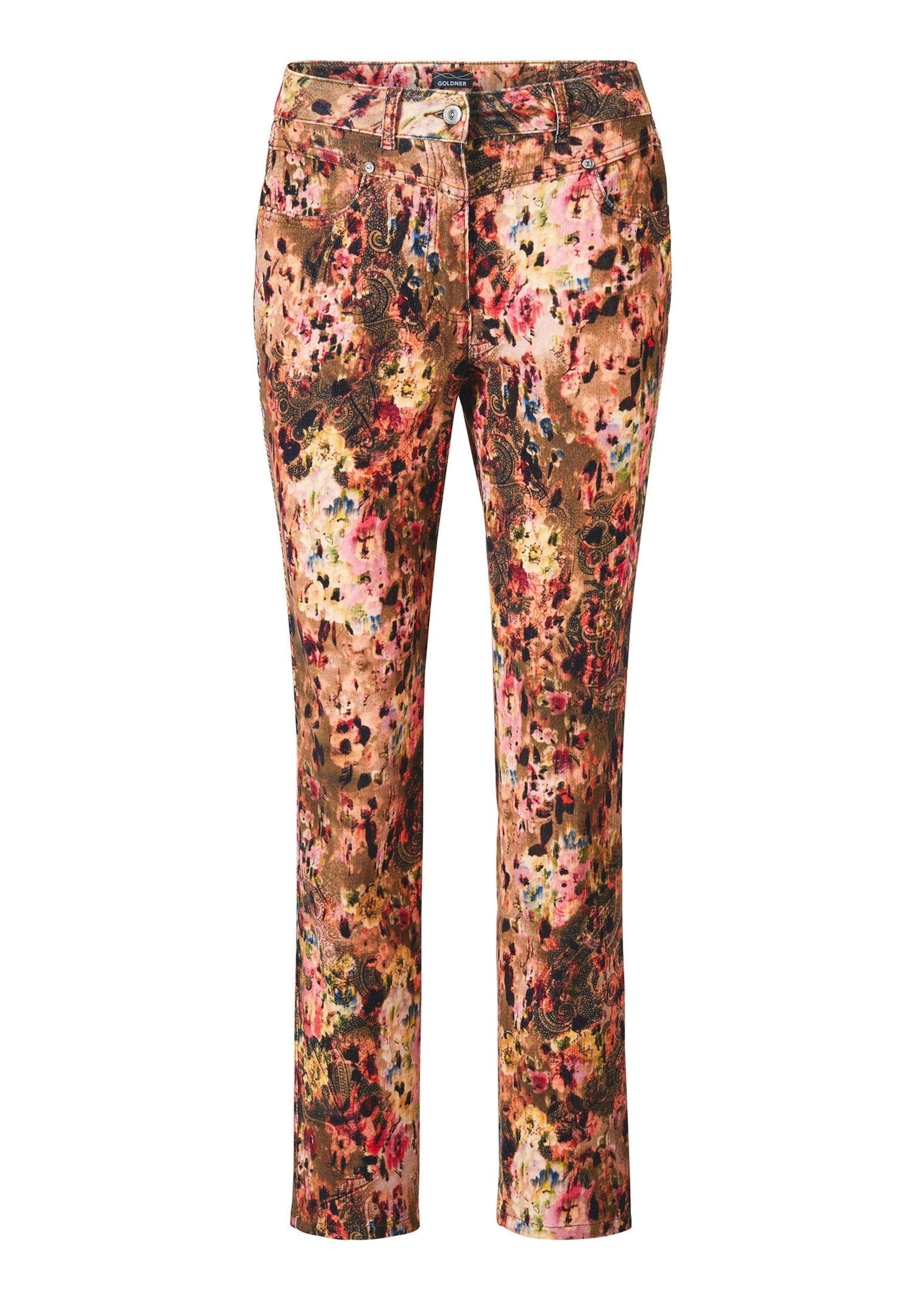 GOLDNER 2-in-1-Hose "Kurzgröße Slim Fit Stoffhose mit Paisley-Muster" Mit Gürtelschlaufen