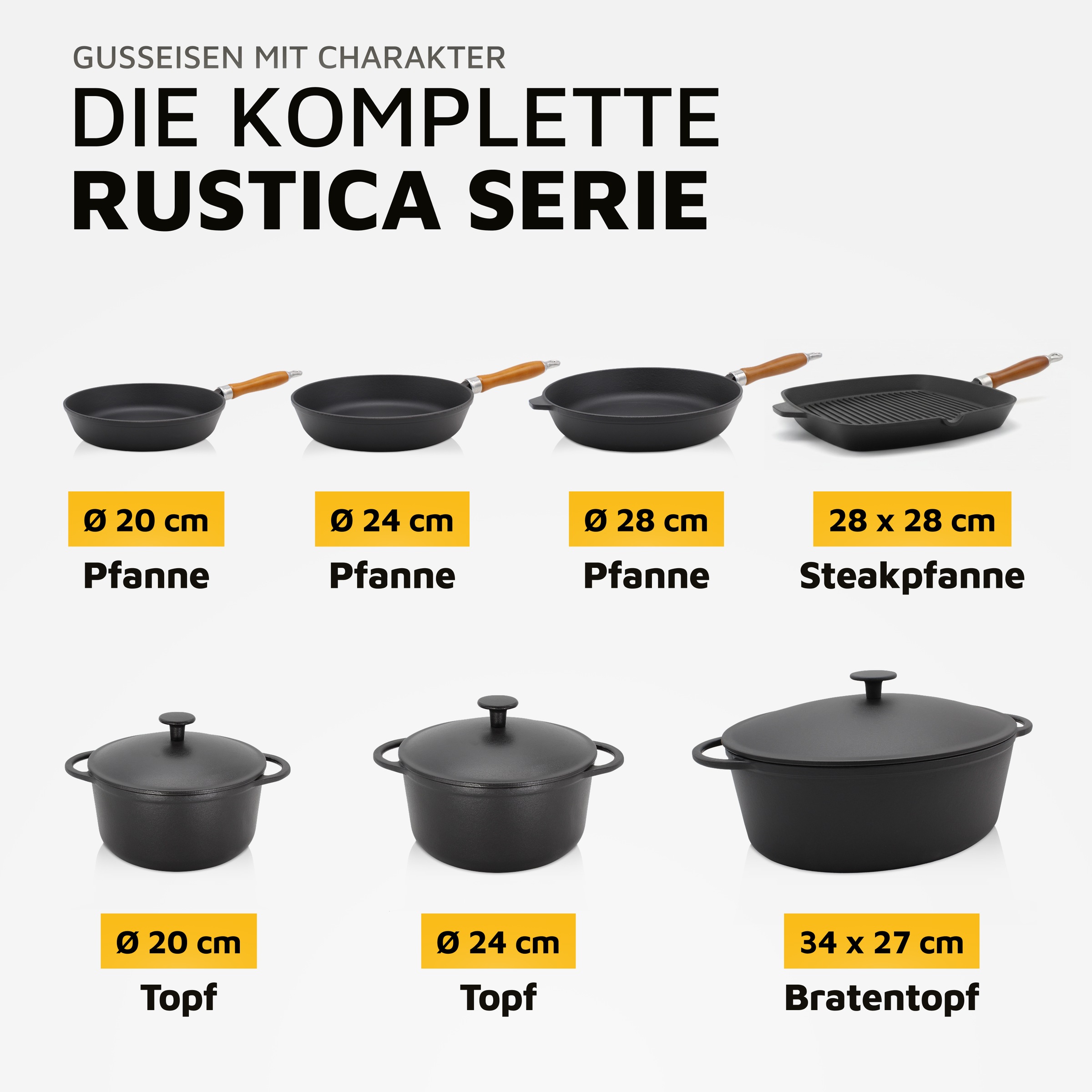 Krüger Fleischtopf »Eisenguss Fleischtopf mit Deckel RUSTICA« 1 Stk. tlg. Gusseisen