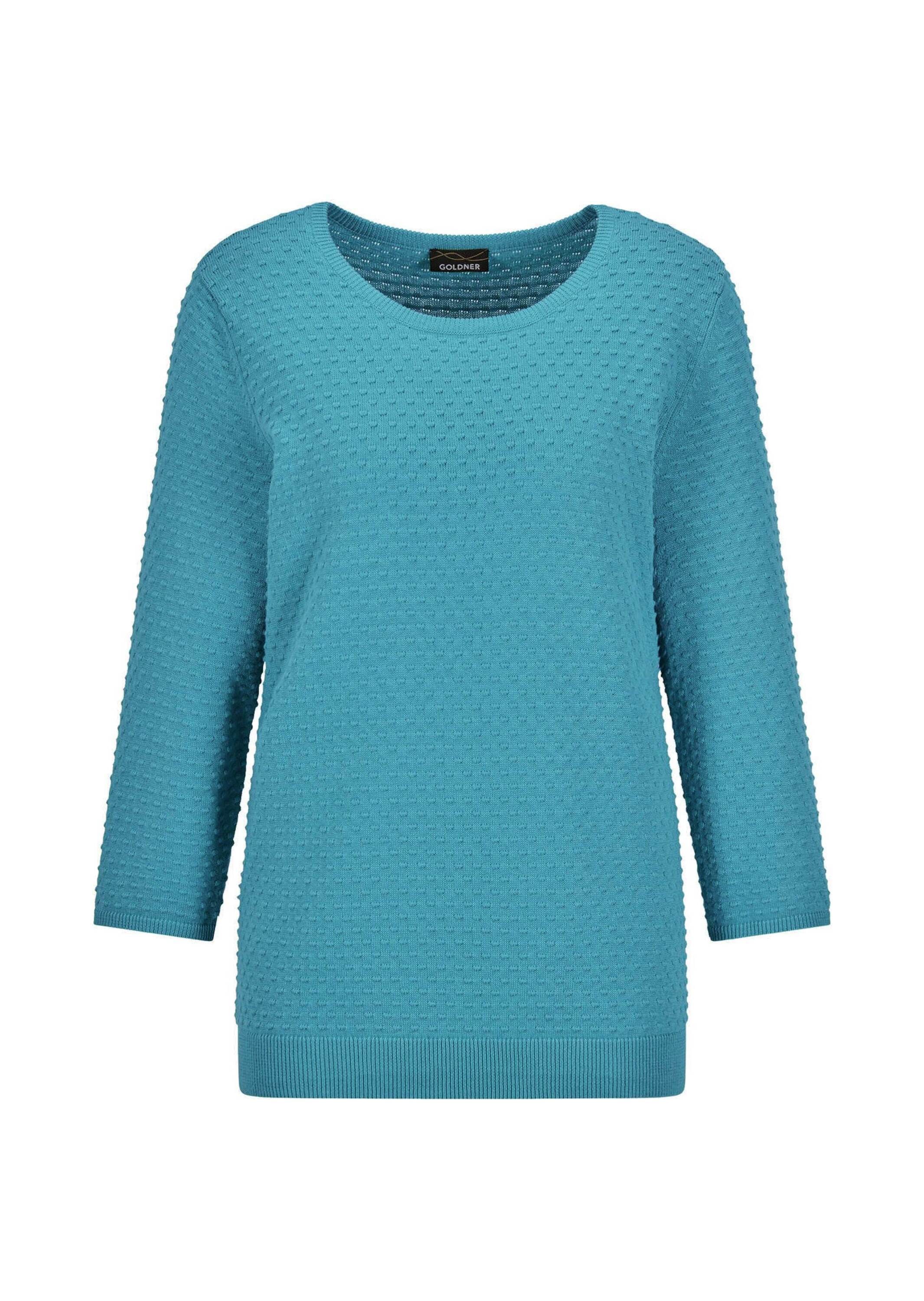 GOLDNER "Halbarm Baumwollpullover mit Struktur" Rundhalsausschnitt