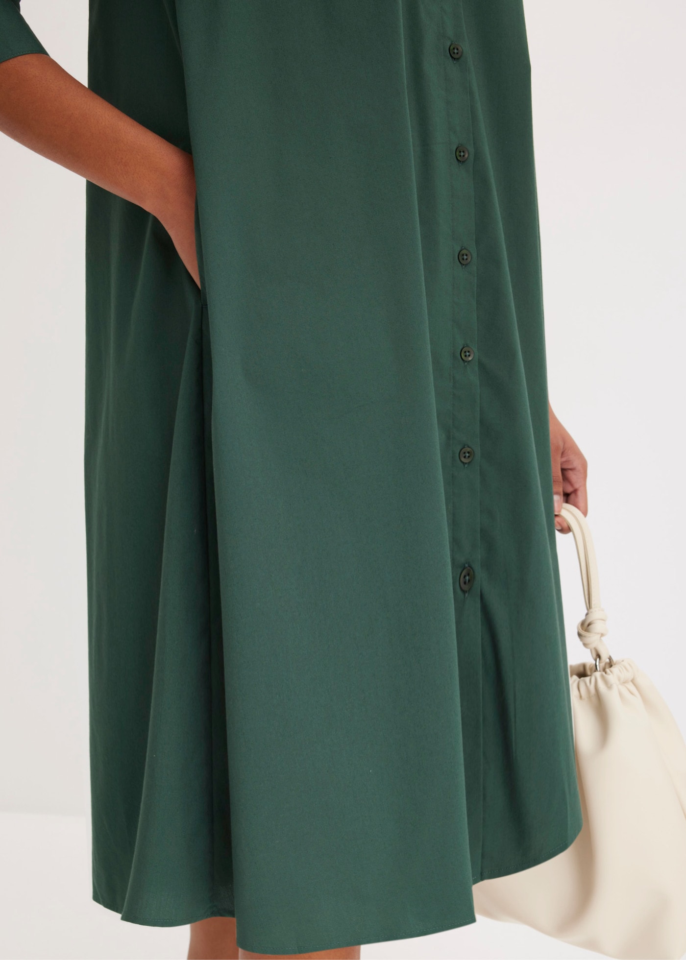bonprix Hemdblusenkleid A-Linien-Passform, 3/4-Ärmel, mit Hemdblusenkragen