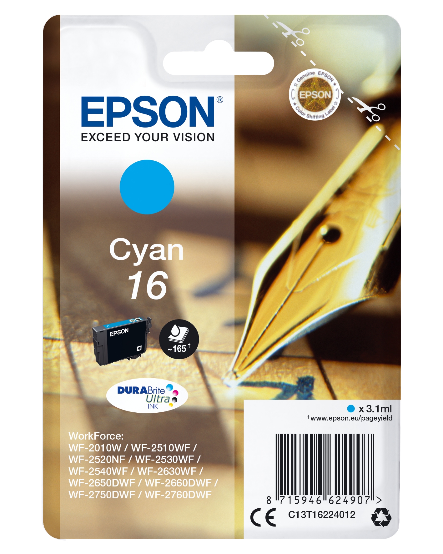 Tintenpatrone »Epson Pen and crossword Singlepack Cyan 16 DURABrite Ultra Ink«