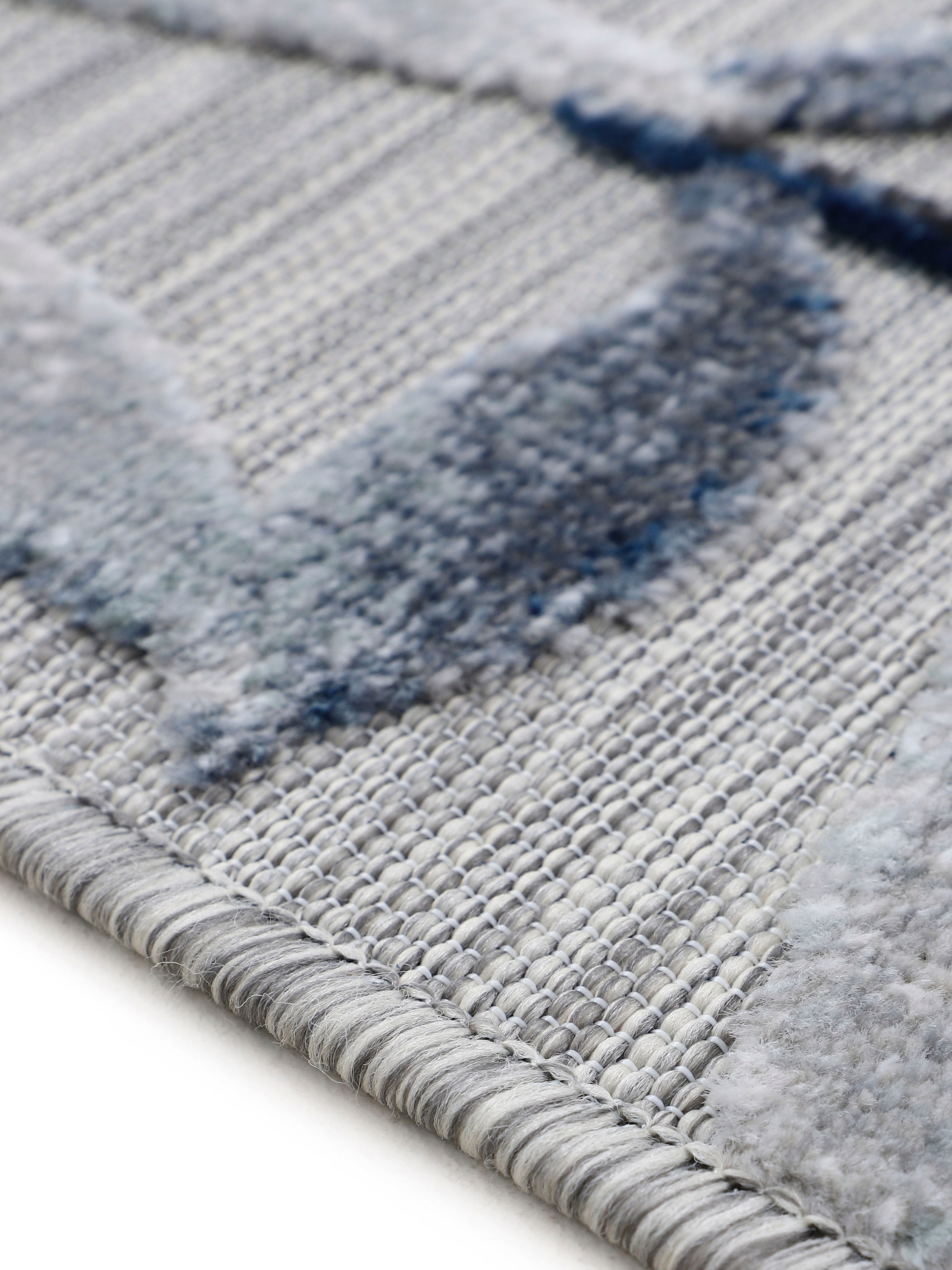 carpetfine Teppich »Deja 100«, rechteckig, 4 mm Höhe, robustes Flachgewebe, Motiv- Floral Palmenblätter, Hoch-Tief Effekt