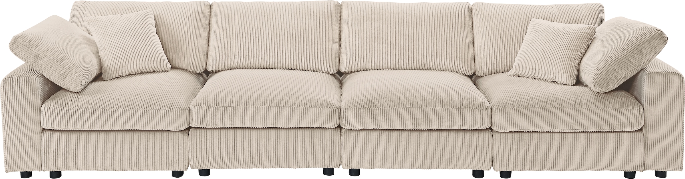 RAUM.ID 4-Sitzer »Bennid, XXL-Modulsofa mit vielen individuellen Stellmöglichkeiten«, (Set, 4 St.), inklusive 2 großen & 2 kleinen Zierkissen im flauschigen Cord