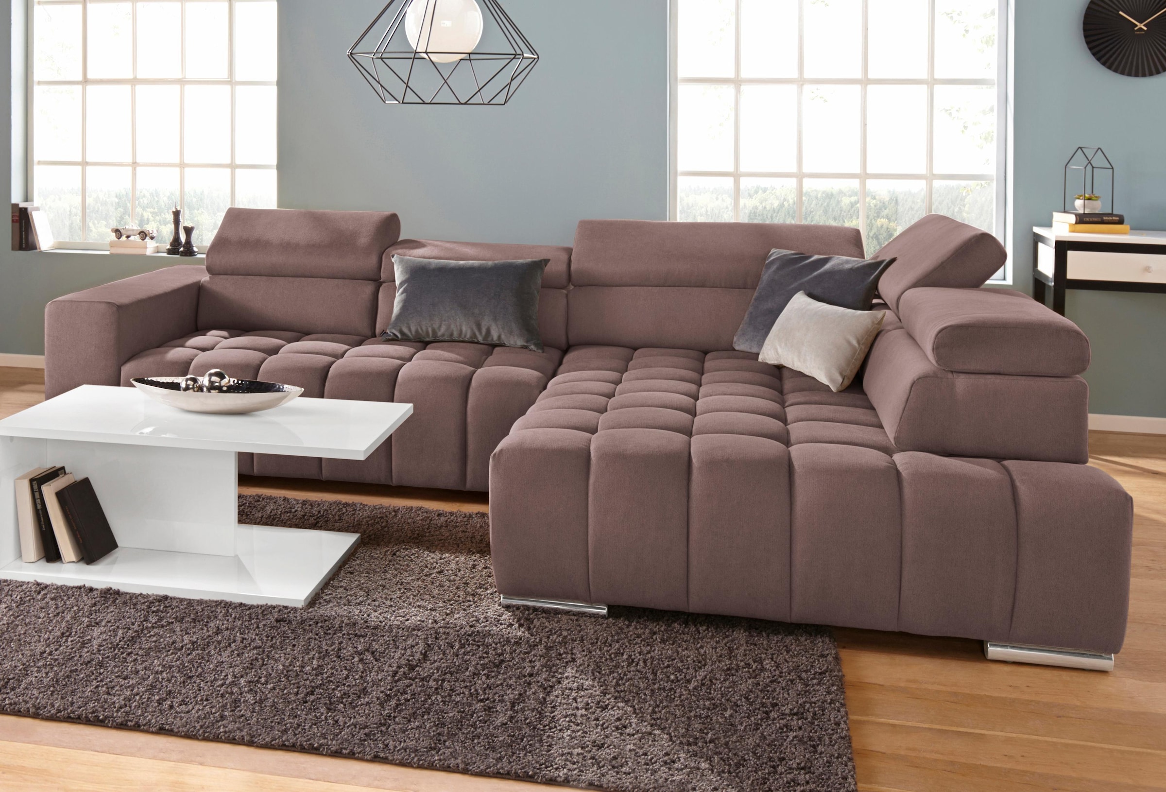 exxpo - sofa fashion Ecksofa "Elias, aktuelle Kreuzsteppung im Sitz, bequem günstig online kaufen