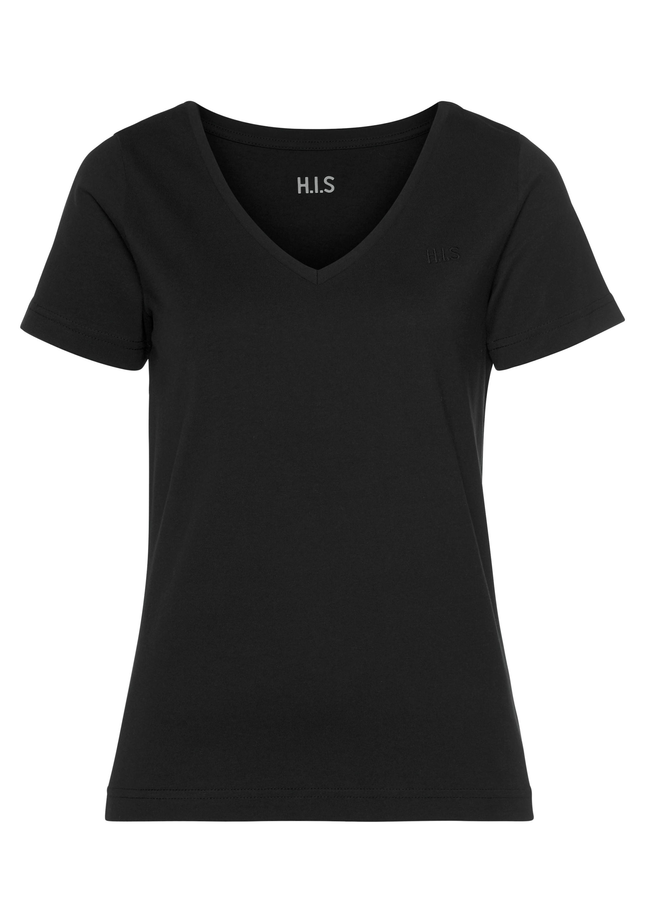 H.I.S T-Shirt »Essential-Basics«, (Spar-Set, 3er-Pack), hüftlange Passform, figurumspielender Schnitt, aus 100% Baumwolle