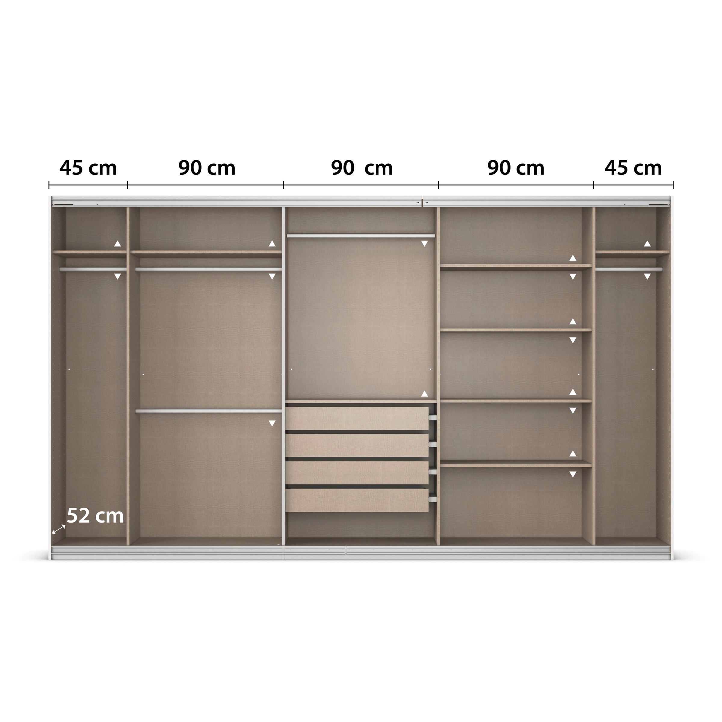 rauch Kleiderschrank »Schwebetürenschrank OTTO´s Choice Garderobe Schrank TOP ANGEBOT Avola«, (in 3 verschiedenen Ausstattungen BASIC/CLASSIC/PREMIUM), mit eleganten Zierleisten in Chrom, Schwarz oder Weiß MADE IN GERMANY