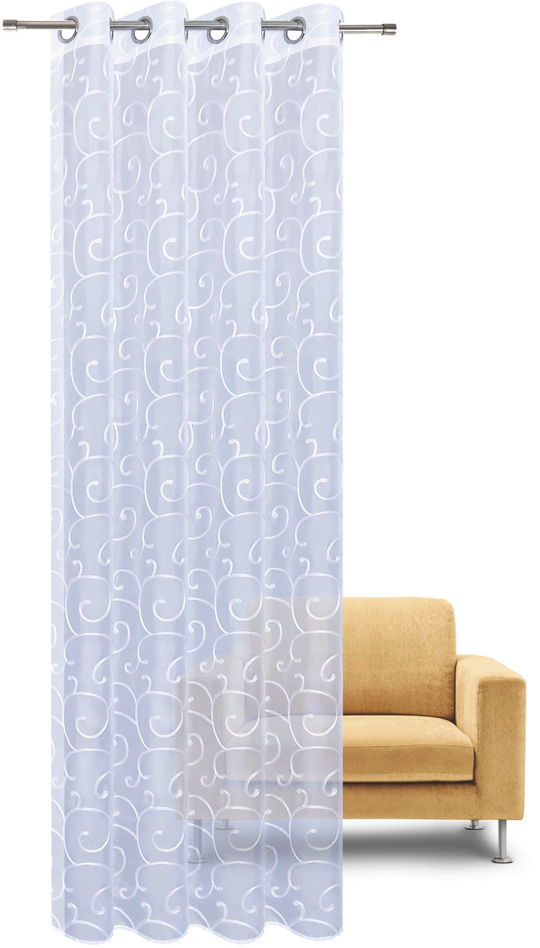 Gerster Gardine "Rachel" Ösen 1 Stk. tlg. Ösenschal bestickt allover günstig online kaufen