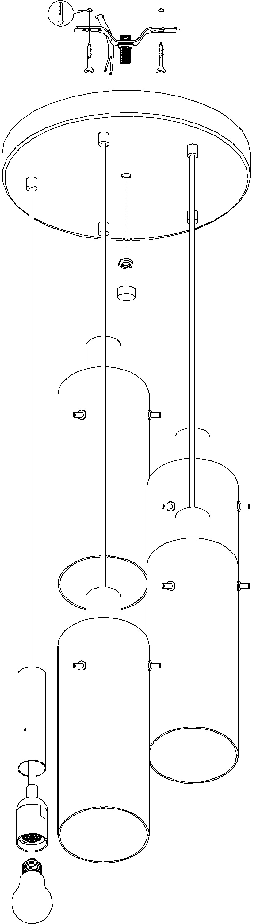 EGLO Hängeleuchte »MONTEFINO Pendellampe, Stahl und Glas, E27, IP20, Esstischlampe, Lampe« E27 1 Stk. Warmweiß Hängeleuchte, H150 x Ø35, schwarz, 5X60W exkl.