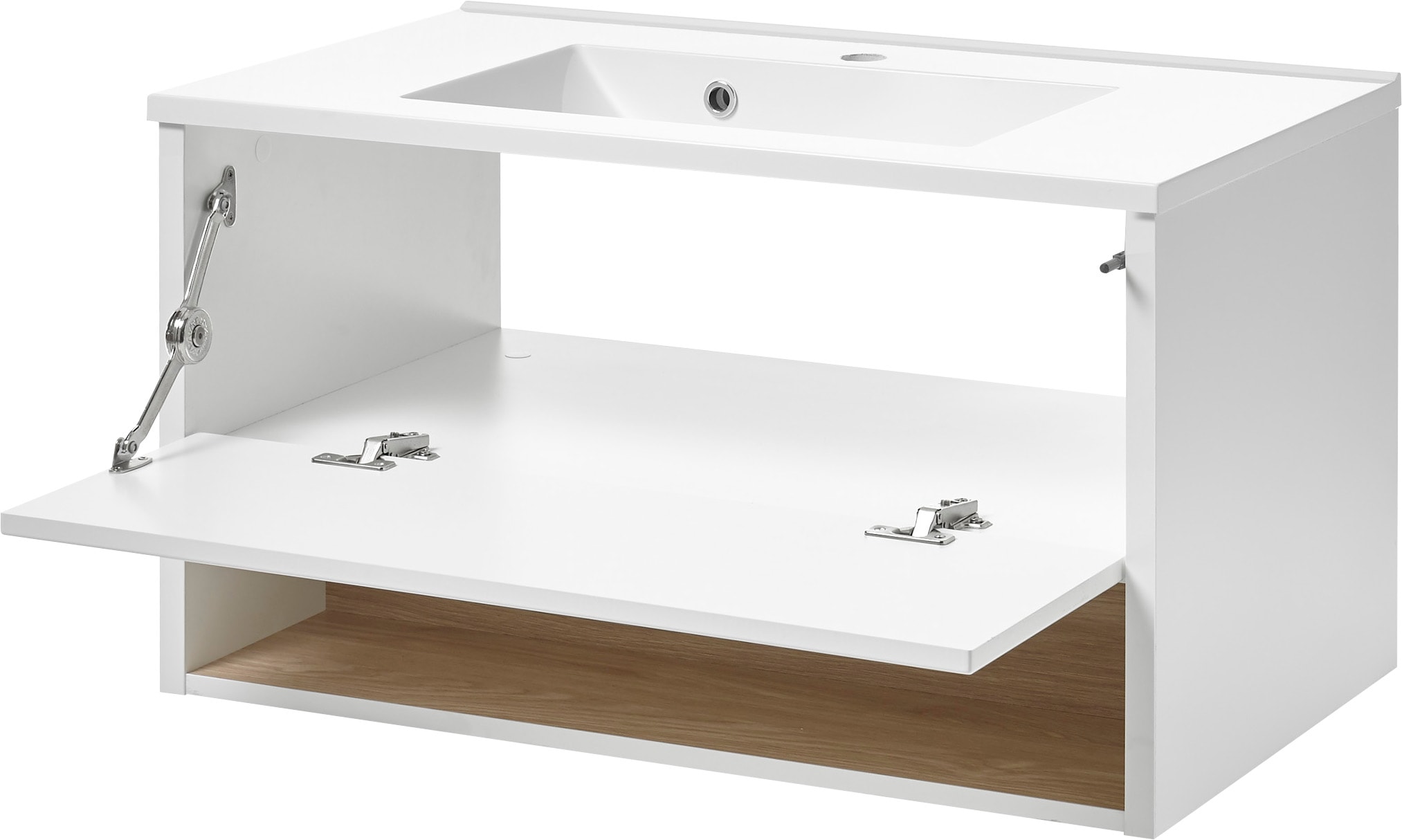 Places of Style Badmöbel-Set »Studio Line, Bad im modernen Design, 2-teiliges Badezimmer«, (2 St.), Waschtisch und Spiegel, in zwei Farben verfügbar, viel Stauraum