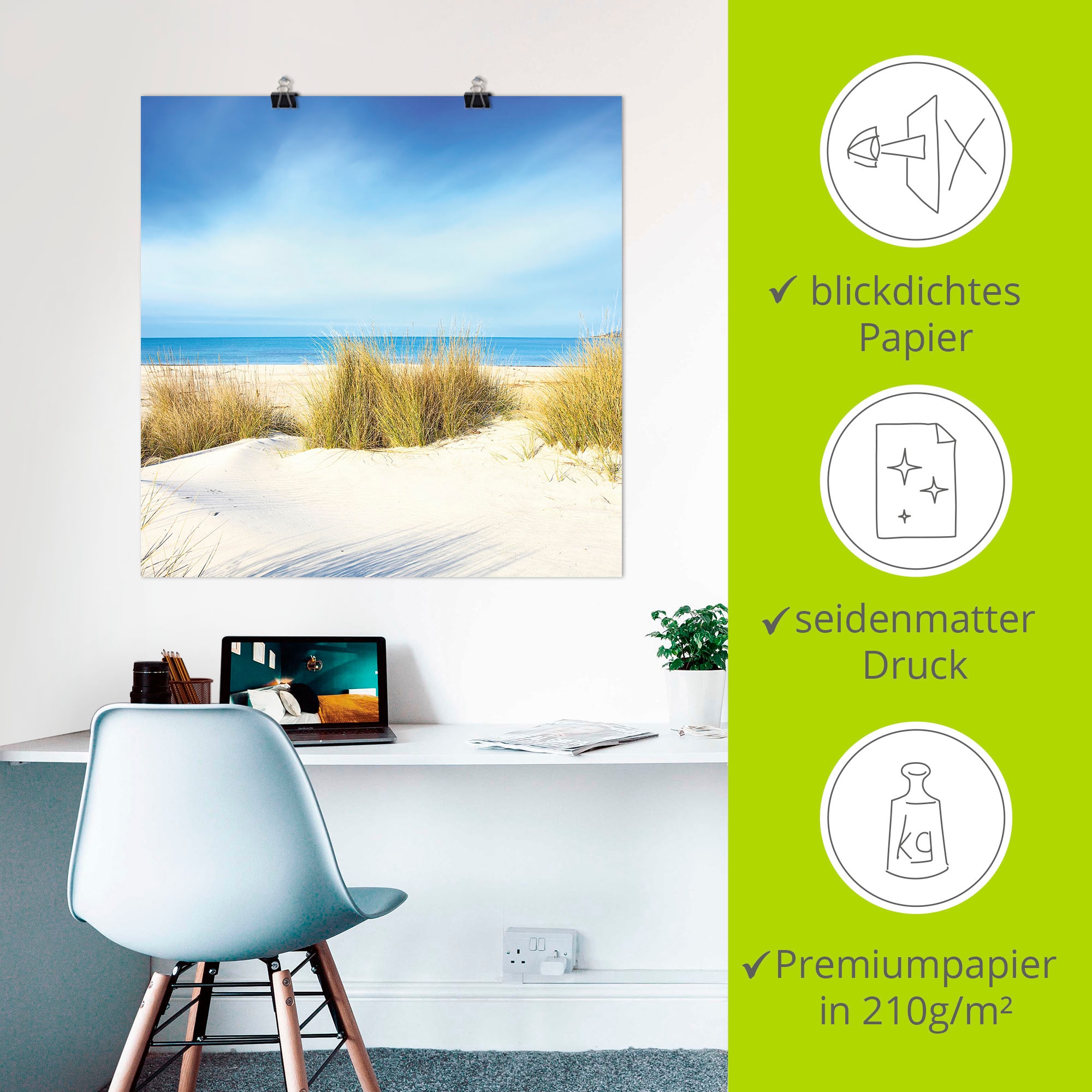 Artland Wandbild »Gras auf Sanddünen«, Strand, (1 St.), als Leinwandbild, Poster, Wandaufkleber in verschied. Größen
