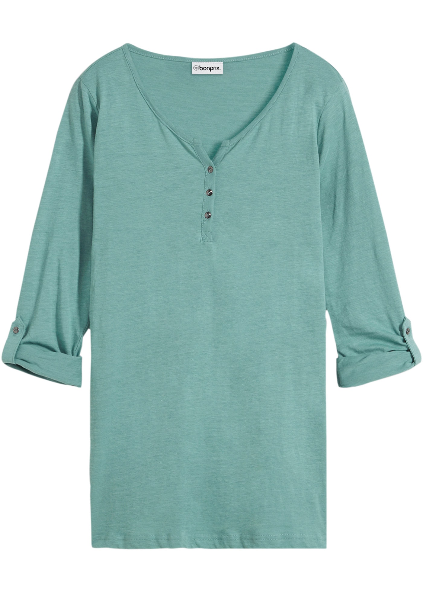 bonprix Langarmshirt 1 tlg. gerade Passform, verstellbare Ärmel, mit V-Ausschnitt