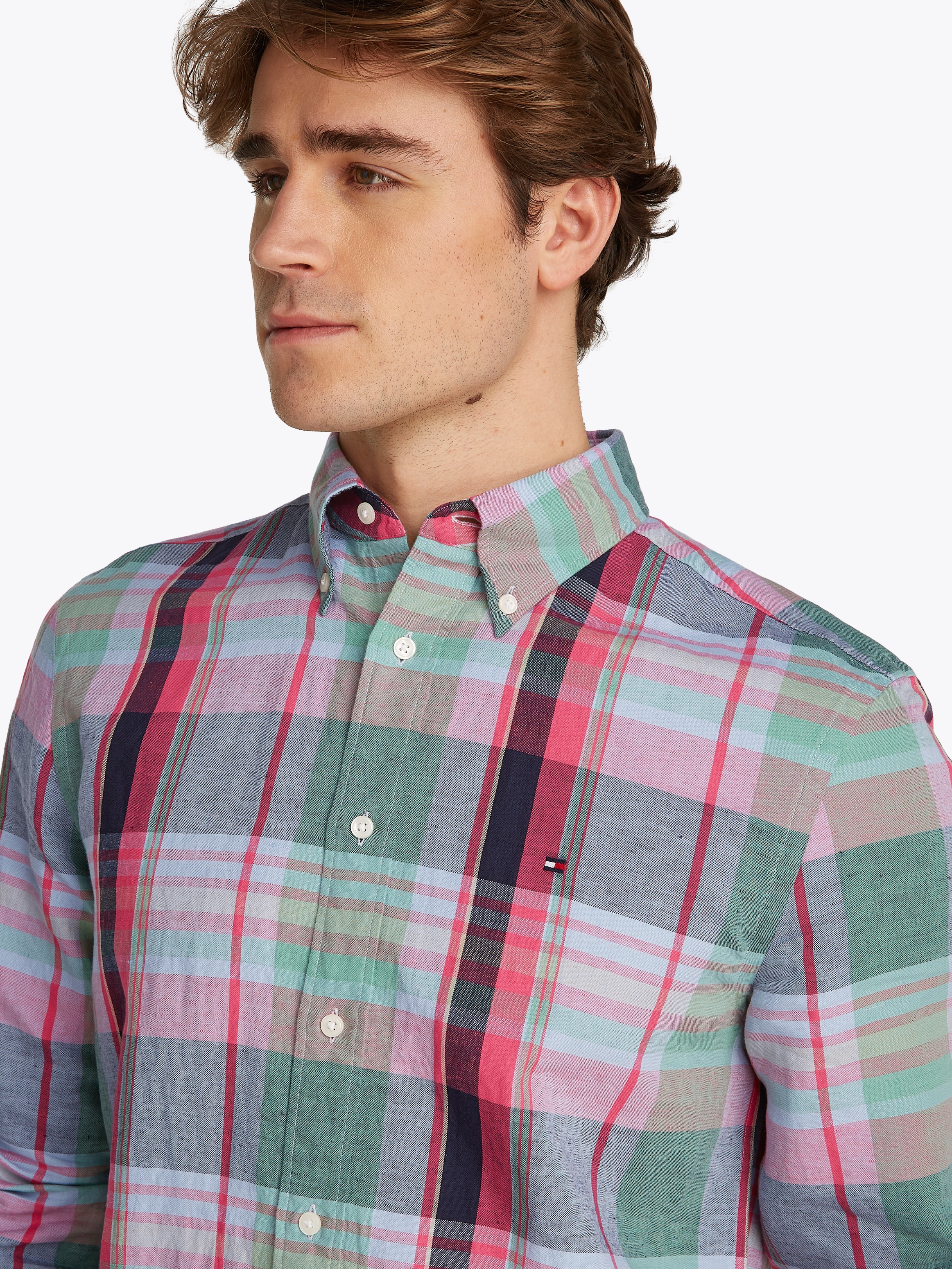 Tommy Hilfiger Langarmhemd "LINEN BLEND MADRAS CHECK" günstig online kaufen