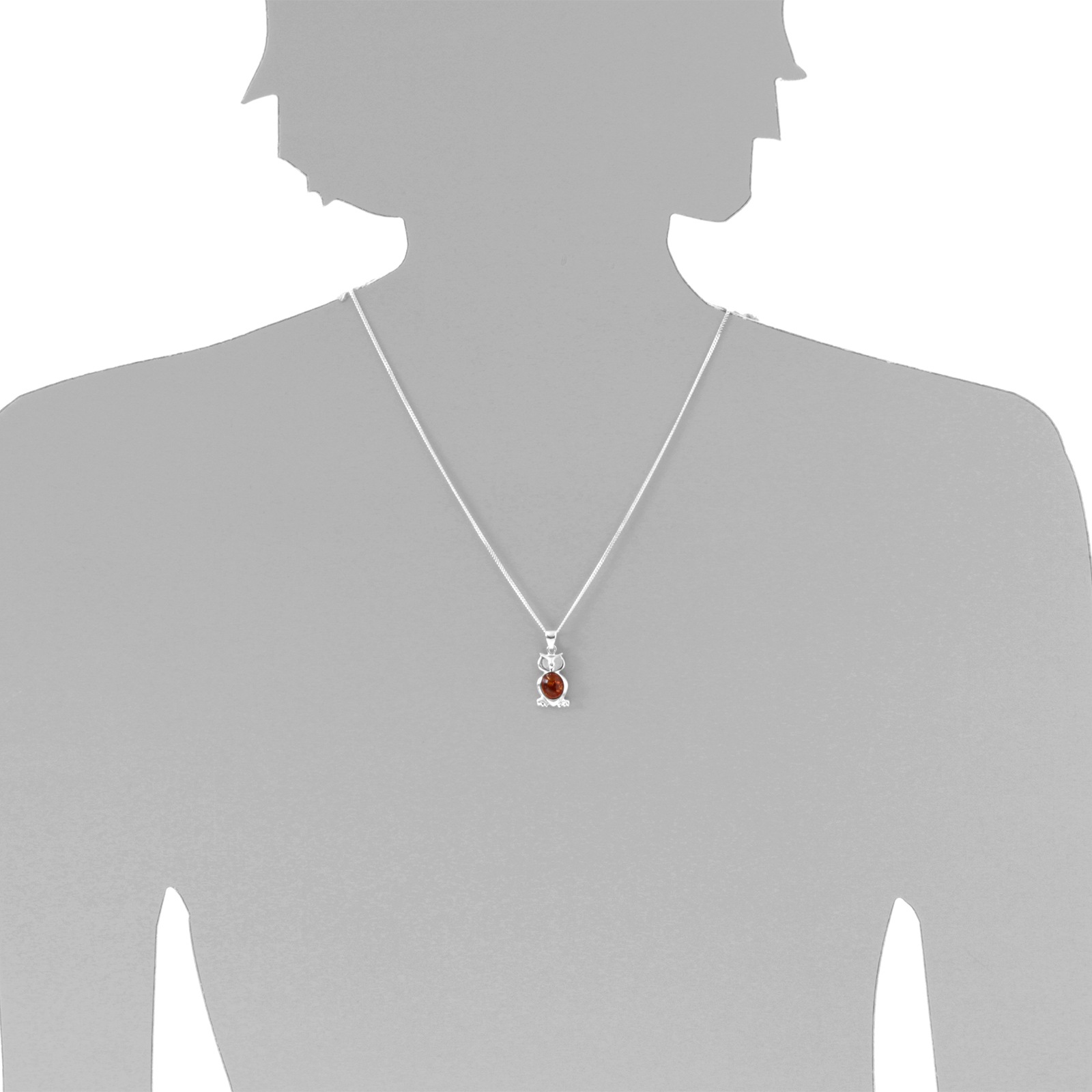 OSTSEE-SCHMUCK Kette mit Anhänger »- Eule - Silber 925/000 - Bernstein«