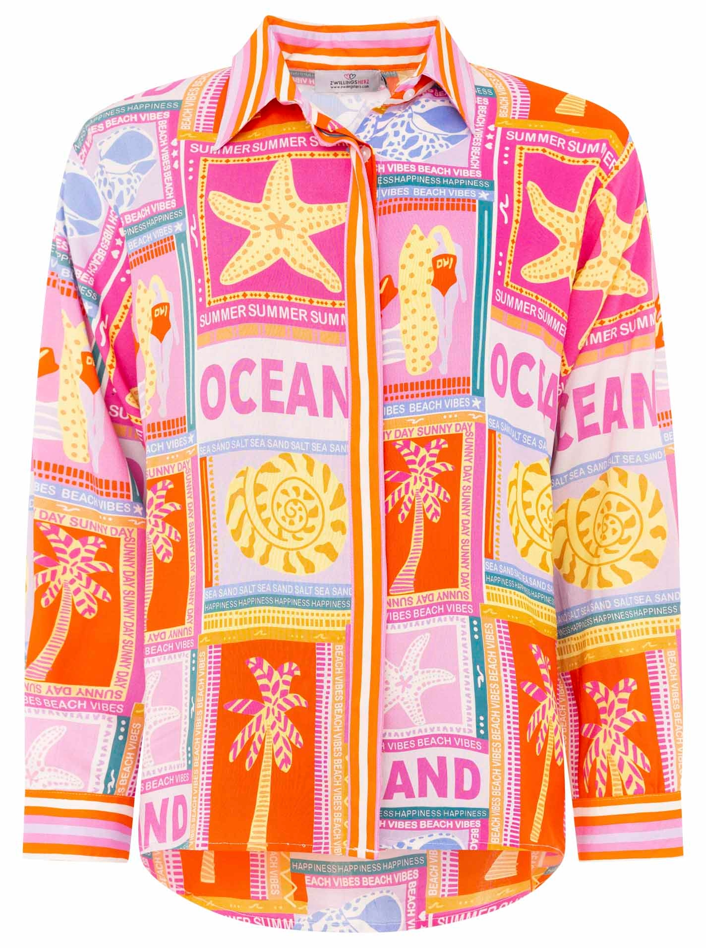 Zwillingsherz Shirtbluse »"Beach Vibes"«, Farbenfrohes Set mit langer Hose und Bluse aus Viskose
