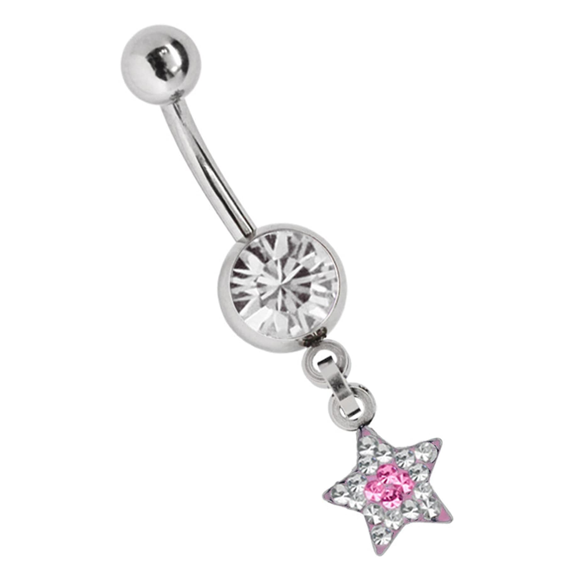 ADELIA ́S Damen Bauchnabelpiercing "Piercing Bauchnabelpiercing", onesize, rosa, Chirurgiestahl, Piercings, Banane mit 8 mm Zirkoniakugel in klar